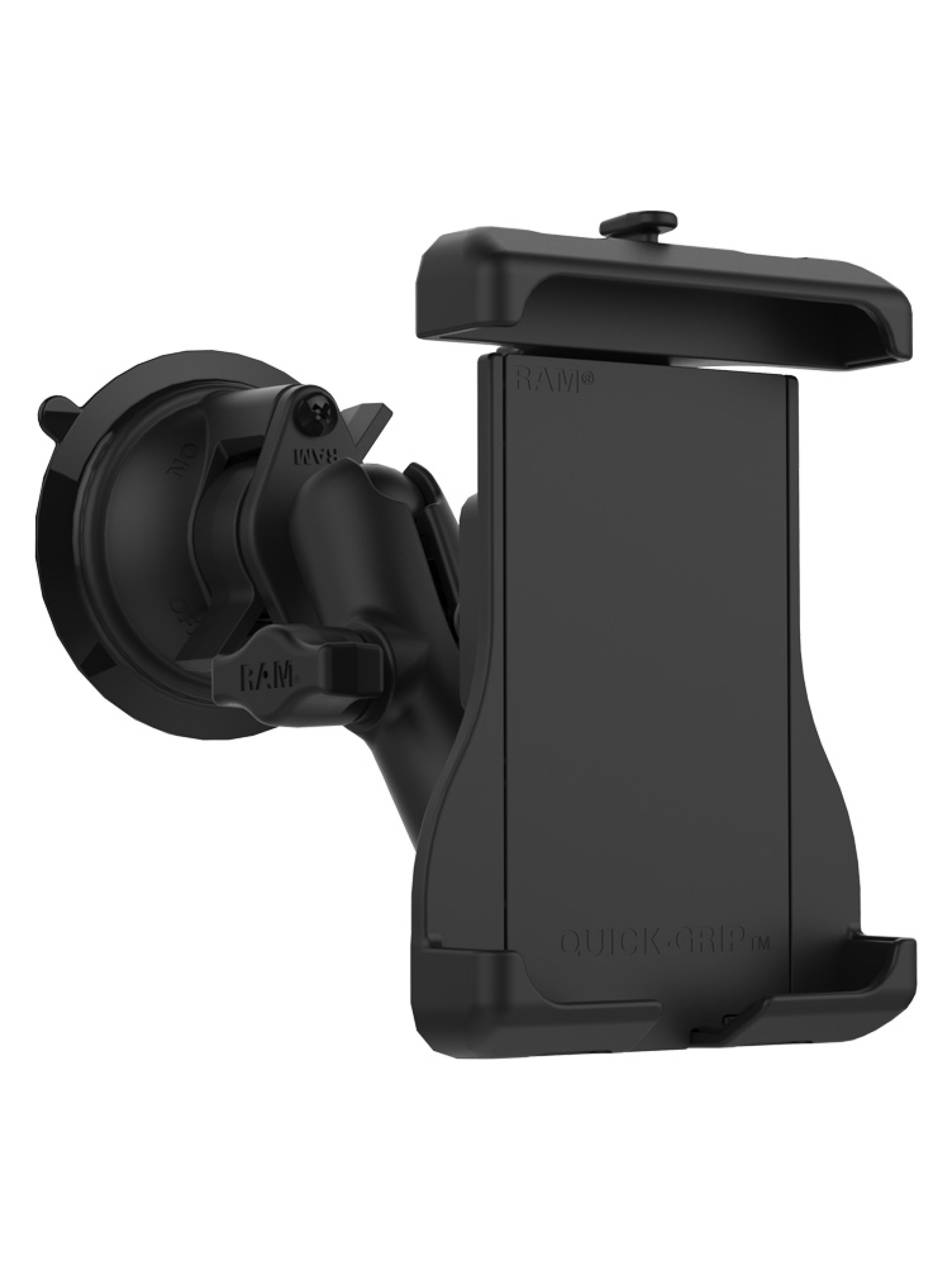 RAM Mounts Saugfuss-Halterung mit Quick-Grip Halteschale für Apple MagSafe kompatible Smartphones - B-Kugel (1 Zoll)