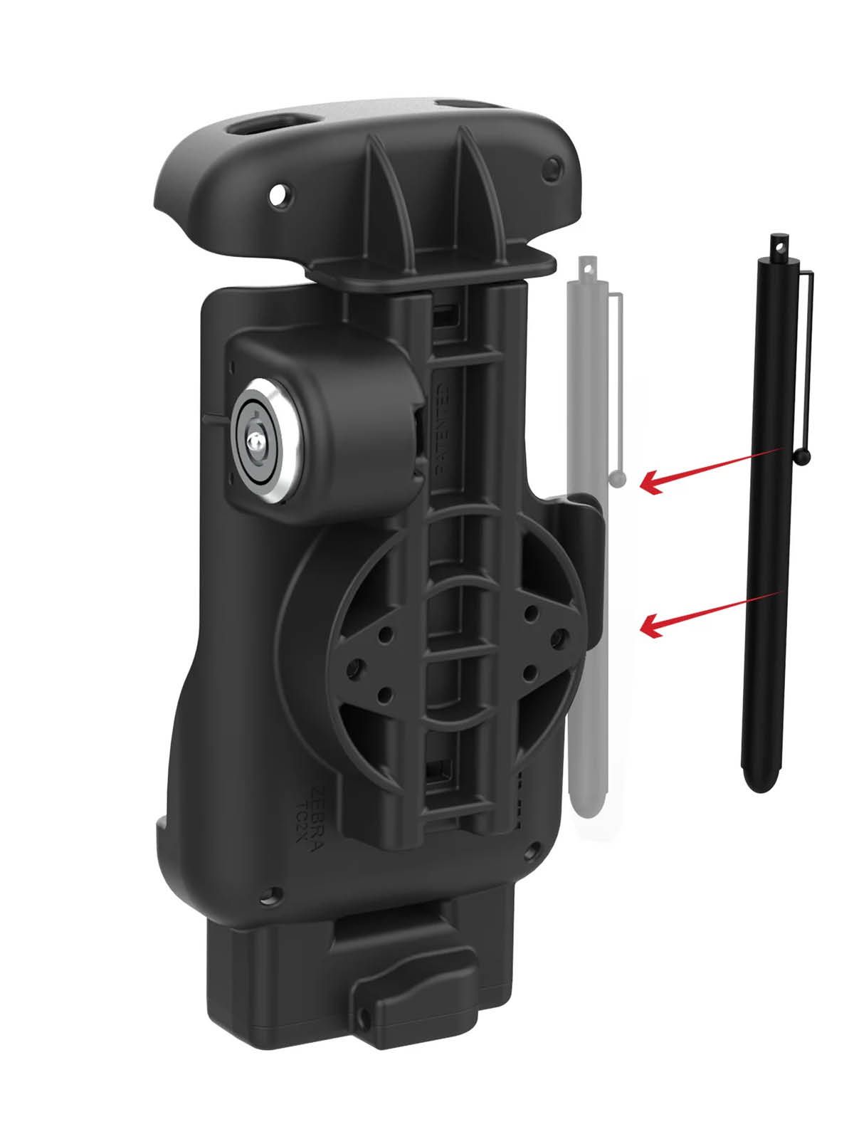 RAM Mounts Form-Fit Halteschale (abschließbar) für Zebra TC22 & TC27 (mit Rugged Boot) - AMPS 2-Loch Aufnahme - Schrauben-Set