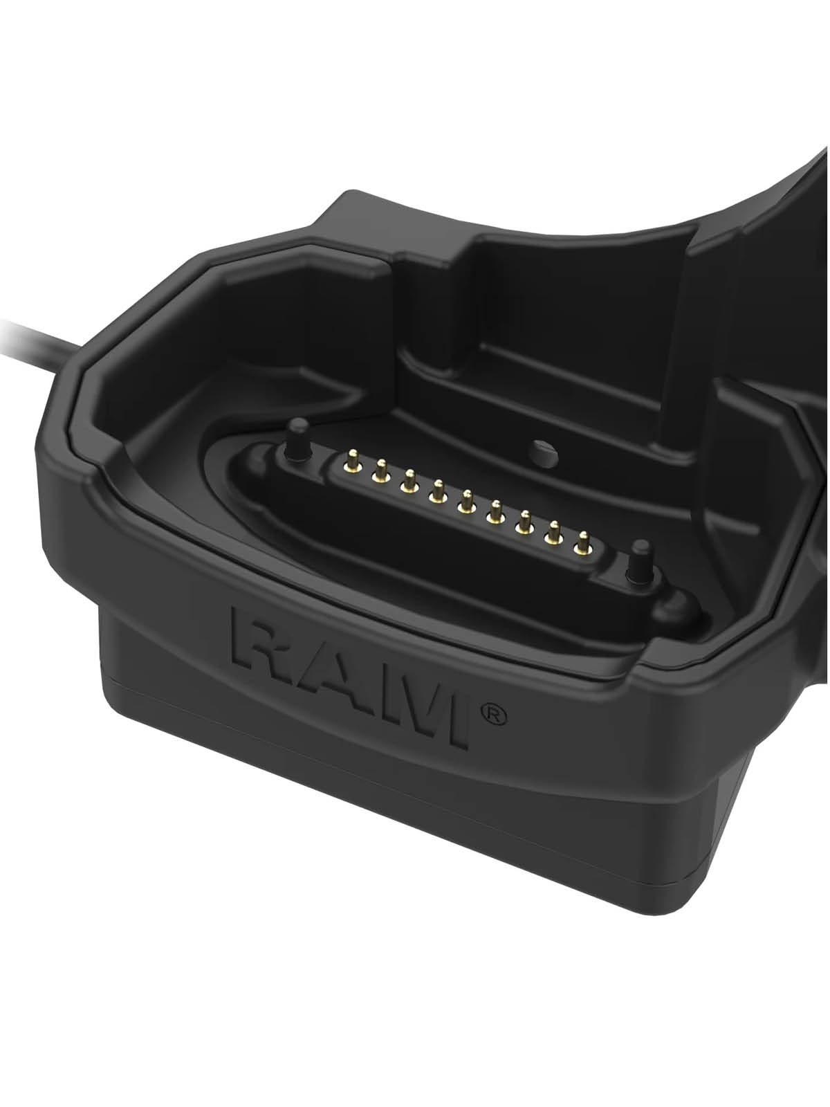 RAM Mounts Ladestation für Zebra MC9400/MC9300 - abschließbar (Schlüssel), 5,5 mm Klinke Eingang, USB-A Ausgang, 2-Loch AMPS Aufnahme