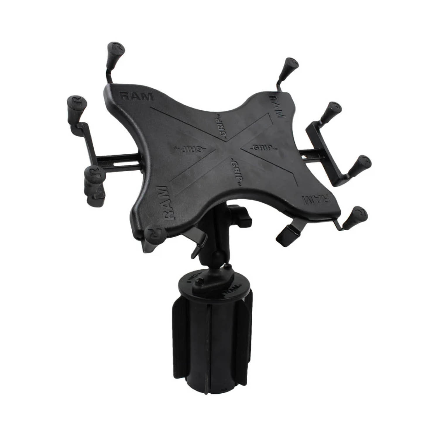 RAM Mounts X-Grip Fahrzeug-Halterung für 12-13 Zoll Tablets (Verbundstoff) - Mittlerer Verbindungsarm - Getränkehalter Basis (Durchmesser 65,27 mm bis 88,9 mm) - B-Kugel (1 Zoll)