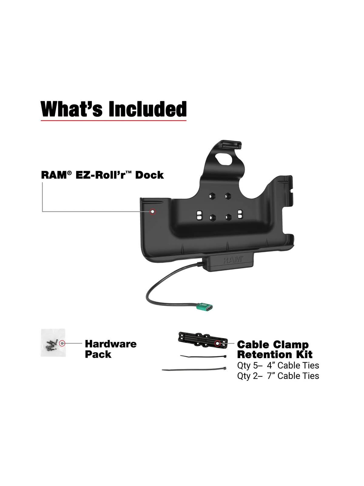 RAM Mounts EZ-Roll'r Halteschale für Samsung Tab Active4 Pro & Active5 Pro - In OEM/RAM Schutzhülle - USB-C-Anschluss - 4-Loch AMPS