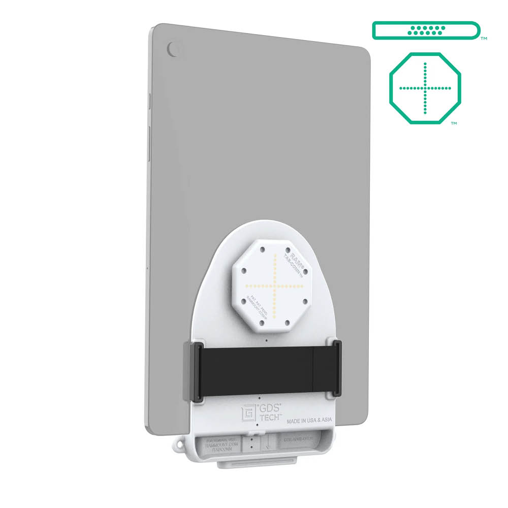 RAM Mounts GDS Tab-Conn für Tablets ohne Schutzhüllen - D-Shape & rückseitige Pogo-Pads, hellgrau
