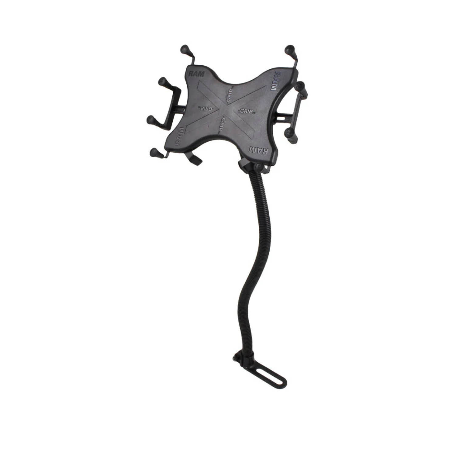 RAM Mounts X-Grip Schwanenhals-Halterung für 12-13 Zoll Tablets - Runde Basiskugel - 18 Zoll Aluminium Schwanenhals - Pod-Basis (Fahrzeugsitz - Ohne Bohren) - B-Kugel (1 Zoll) - Schrauben-Set