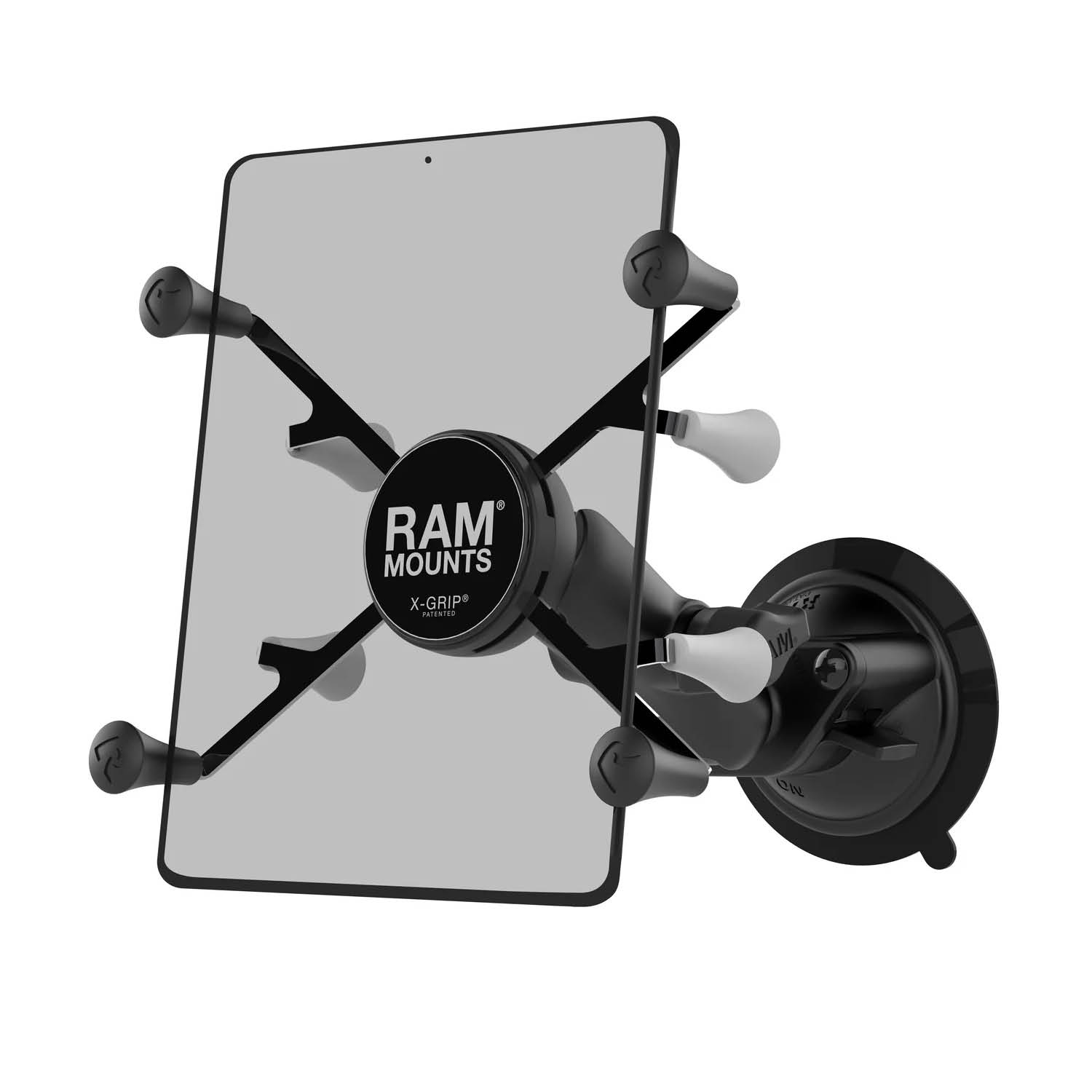 RAM Mounts X-Grip Saugfuß-Halterung für 7-8 Zoll Tablets - Mittlerer Verbindungsarm - Saugfuß mit Trapez-Basiskugel - B-Kugel (1 Zoll) - Schrauben-Set