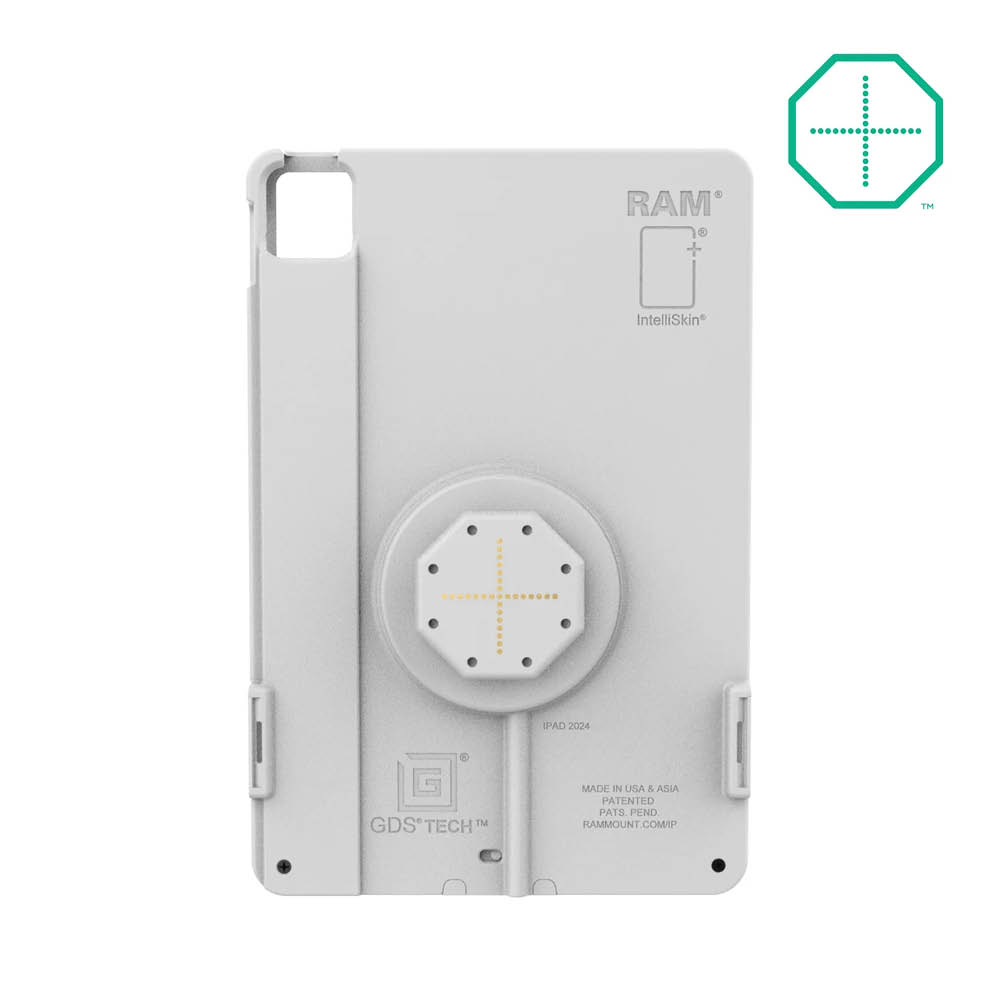 RAM Mounts IntelliSkin Thin Case Ladeschutzhülle für Apple iPad Pro 11 (M4) - GDS-Technologie, Rückseitige Pogo-Pads, USB-C-Anschluss (Extern), hellgrau