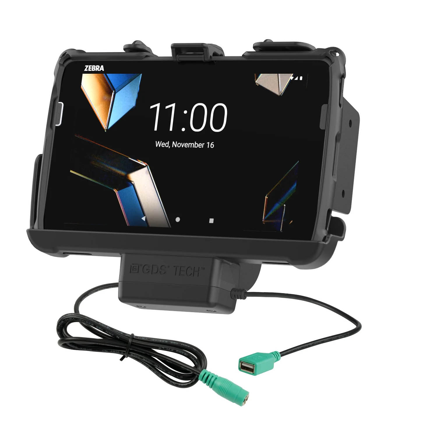 RAM Mounts EZ-Roll'r Holder for Zebra ET40 & ET45 (8") Tablets - In Rugged Boot/Ram Skin (ET401) - 5.5mm DC Power Supply & USB-A Connector