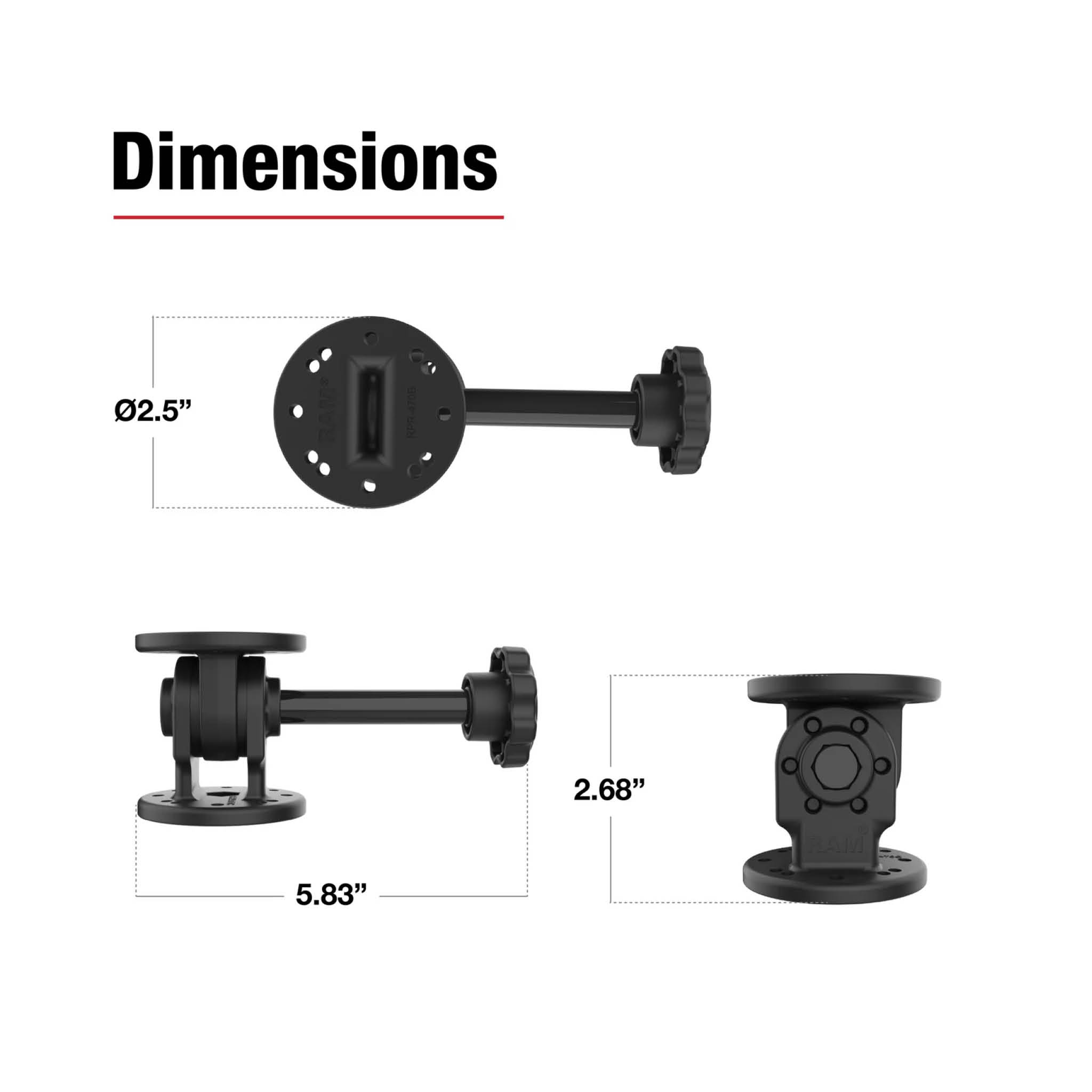 RAM Mounts Drehgelenk-Halterung (Verbundstoff) mit Arretier-Adapter - 2-/4-Loch AMPS