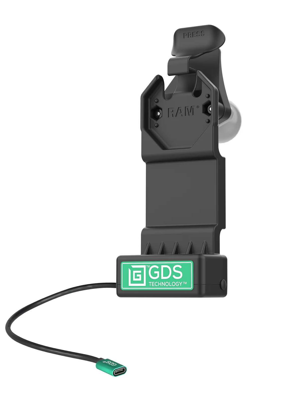 RAM Mounts GDS Uni-Conn Ladestation - USB-C Eingang, 2-Loch AMPS-Aufnahme