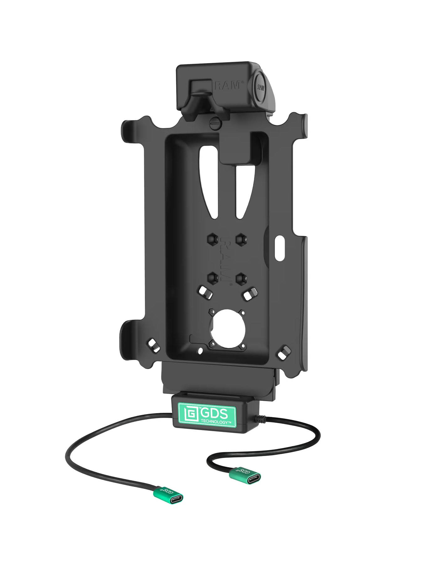 RAM Mounts GDS Tough-Dock Halteschale (Schnappverschluss) für Samsung Tab Active4 Pro & Active5 Pro - in IntelliSkin Schutzhülle - Dual USB-C-Anschluss