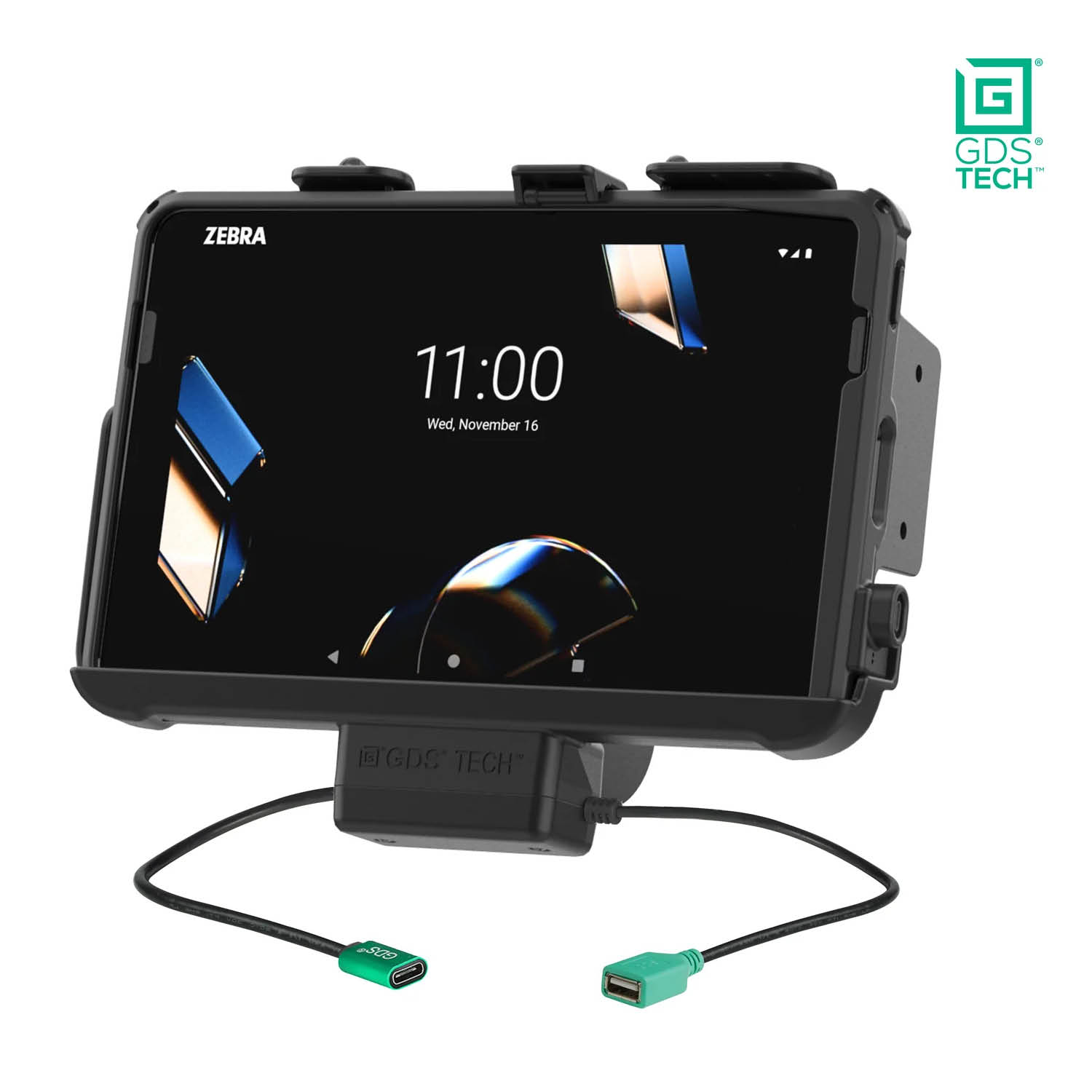 RAM Mounts GDS EZ-Roll'r Holder for Zebra ET401, ET40 & ET45 (10") Tablets in IntelliSkin Protective Sleeve - USB-C & USB-A Supply