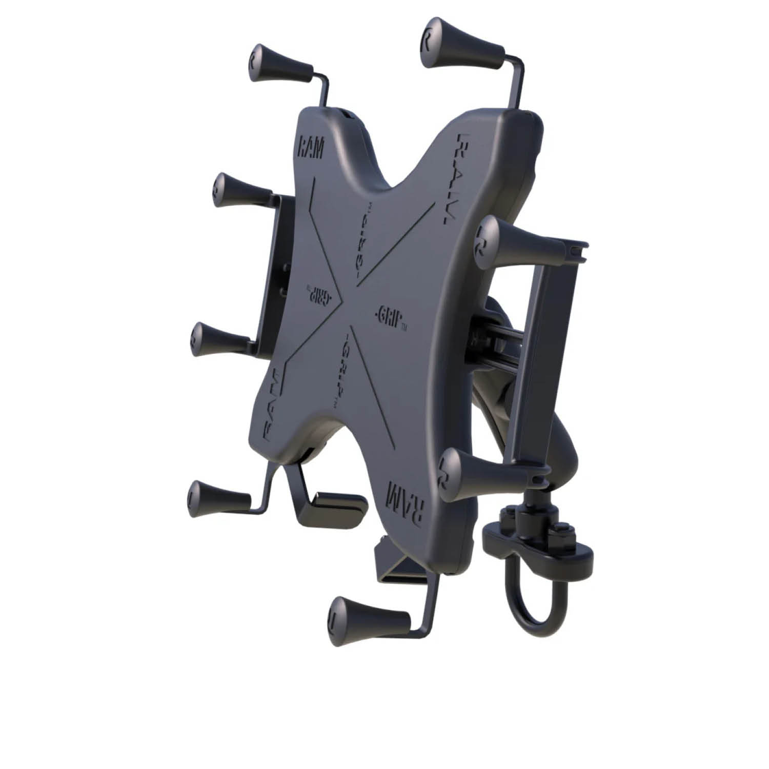 RAM Mounts X-Grip Lenker-Halterung für 12-13 Zoll Tablets - Runde Basisplatte - Mittlerer Verbindungsarm - U-Bügel Basis (Durchmesser 12,7 mm bis 31,75 mm) - B-Kugel (1 Zoll)
