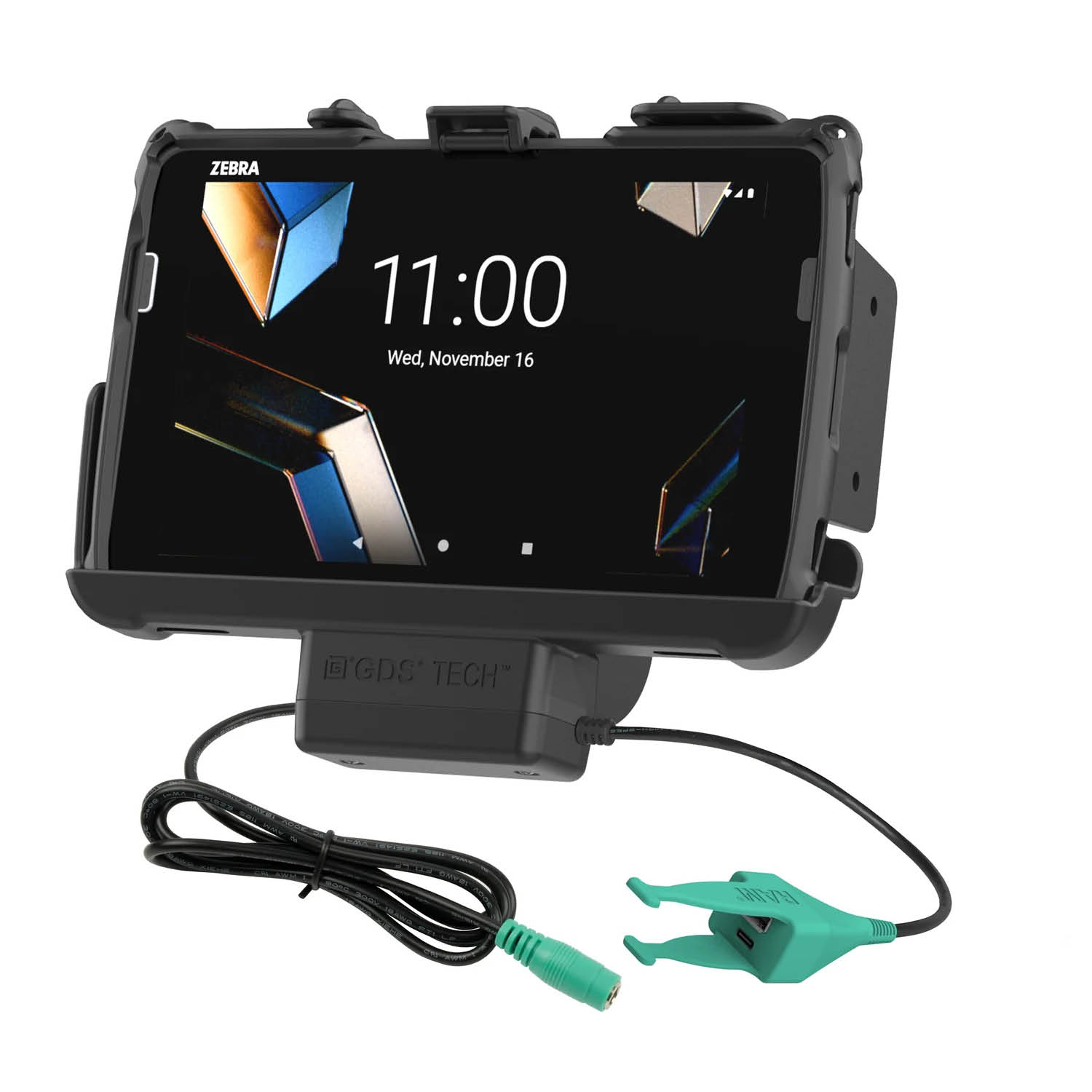RAM Mounts EZ-Roll'r Holder for Zebra ET401, ET40 & ET45 (8") Tablets - In Rugged Boot / RAM Skin (ET401) - 5.5mm DC Power Supply & USB-A/USB-C Connector