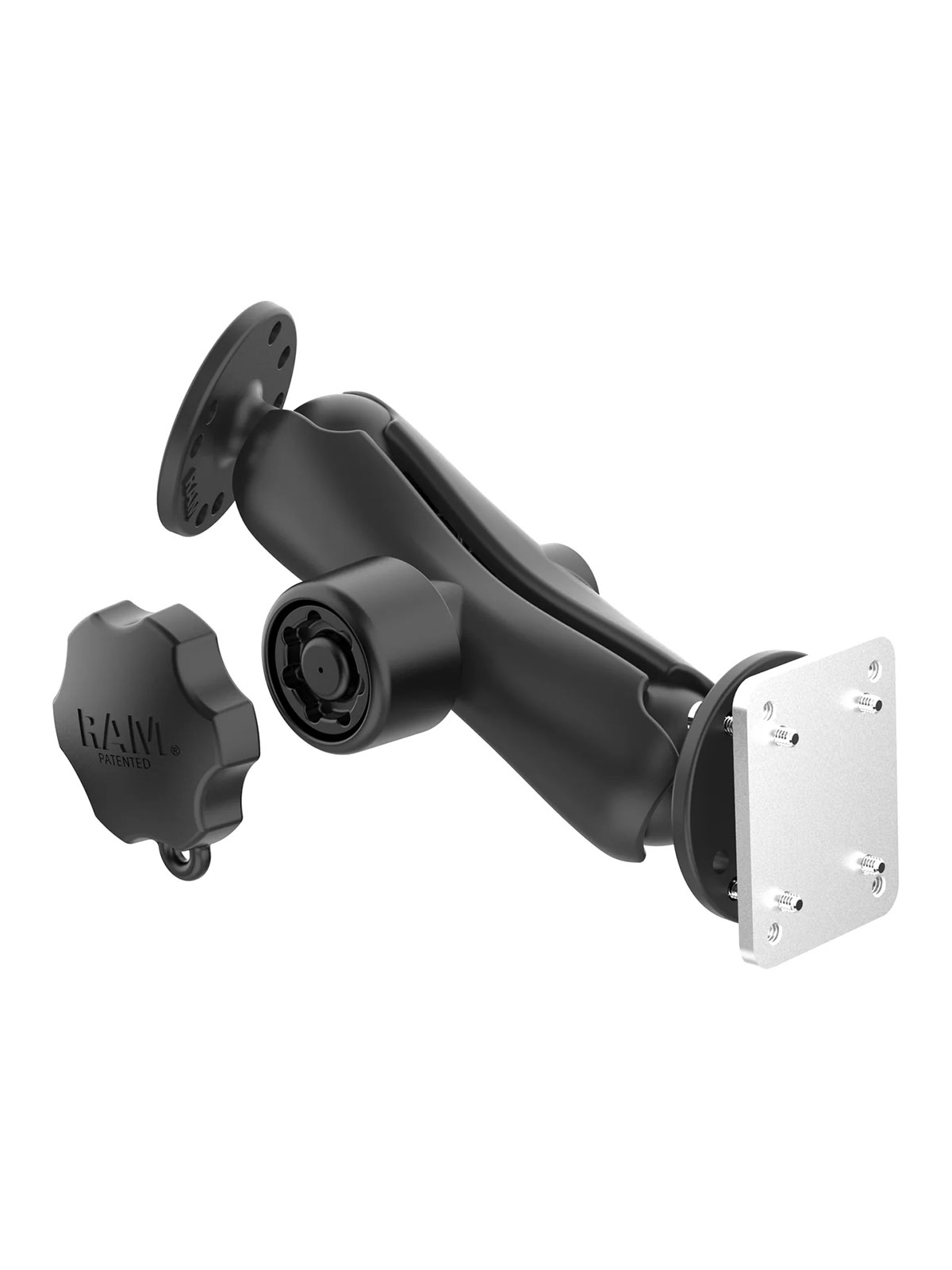 RAM Mounts Set mit Gegenplatte und Schloss - C-Kugel (1,5 Zoll), mittlerer Verbindungsarm, 4-Loch AMPS