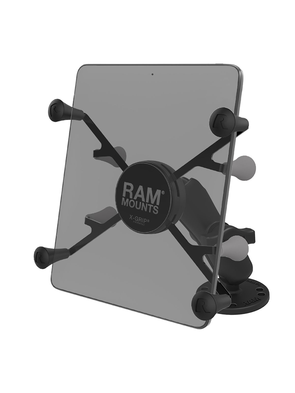 RAM Mounts X-Grip Aufbauhalterung für Tablets (7 Zoll) - B-Kugel (1 Zoll), runde Basisplatte (AMPS), mittlerer Verbindungsarm
