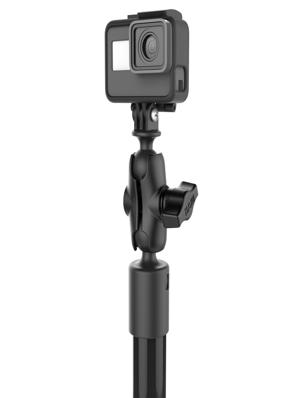 RAM Mounts Tough-Pole GoPro Kamerahalterung für Tough-Track Schienen - B-Kugel (1 Zoll), Gesamtlänge ca. 500 mm, Track-Node-Basis