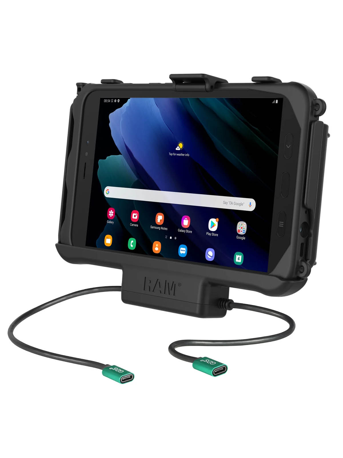 RAM Mounts EZ-Roll'r Halteschale für Samsung Tab Active3 & Active5 - In OEM/RAM Schutzhülle - USB-C Strom & Daten-Anschluss