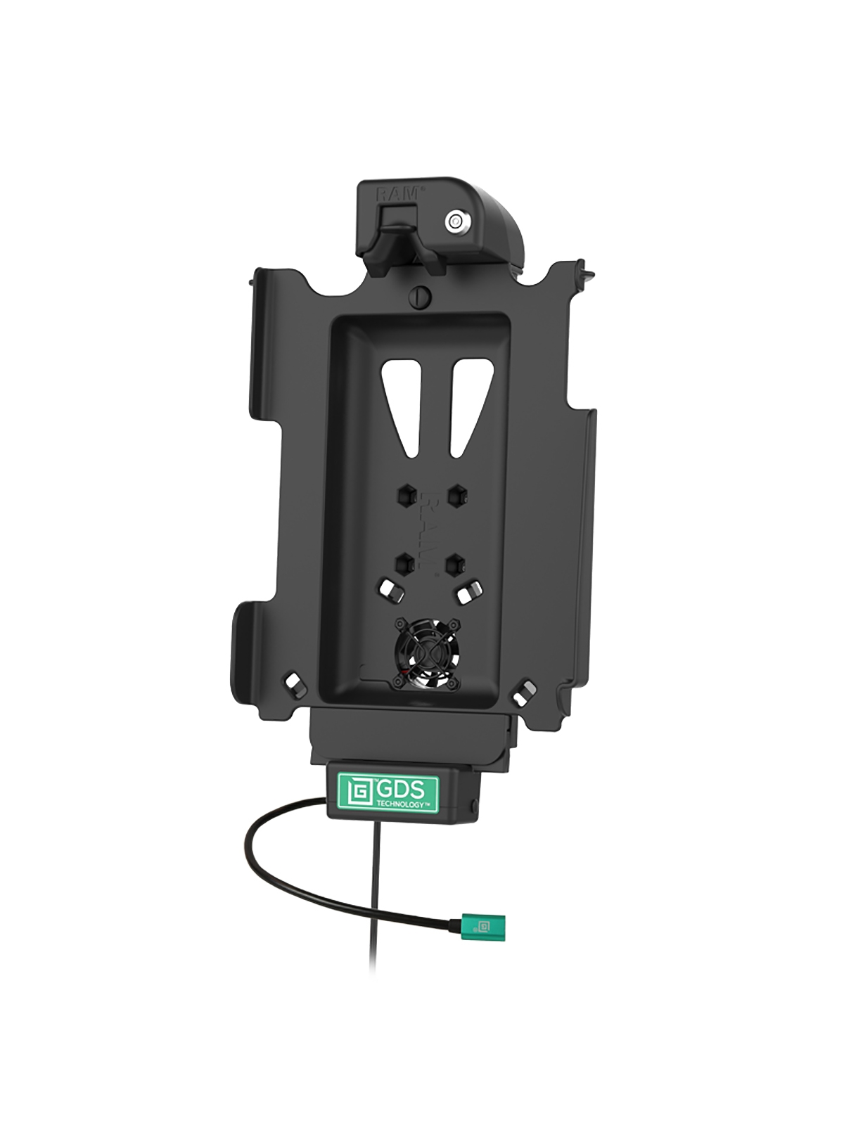 RAM Mounts GDS Cool-Dock Halteschale (Schlüsselverriegelung) für Apple iPad 10. & 11. Gen, Pro 11" (M4), Air 11" (M2 & M3) - In IntelliSkin Next-Gen Schutzhülle - Mit Lüfter - USB-C Anschluss