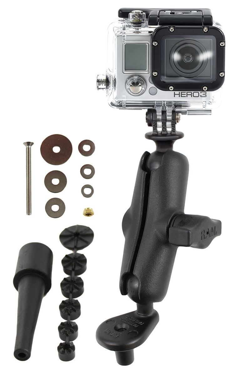 RAM Mounts GoPro Motorrad-Kamerahalterung - mit Lenkervorbaubasis, B-Kugel (1 Zoll), im Polybeutel