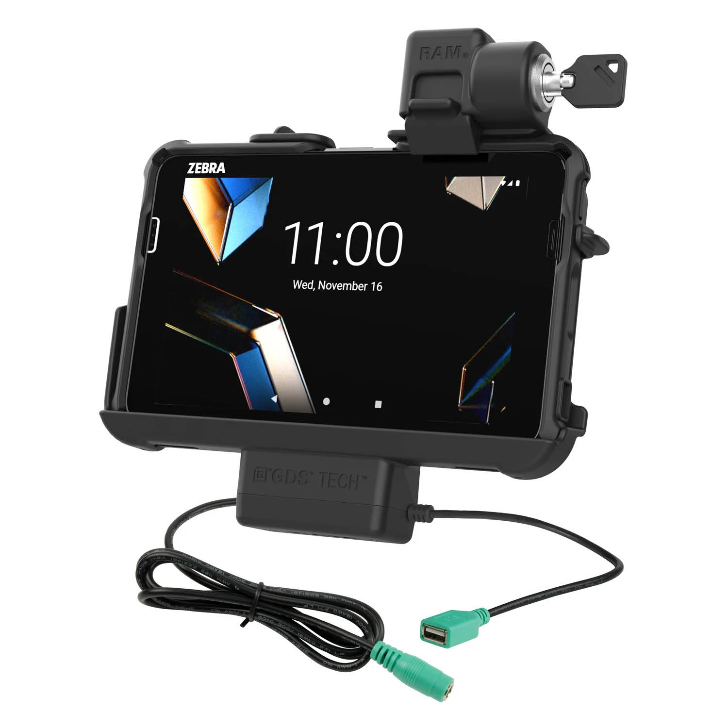 RAM Mounts Thin-Dock (Key-locking) for Zebra ET401 & ET4x (8") Tablets - With or without RAM Skin/Rugged Boot - 5.5mm DC Power & USB-A Connector