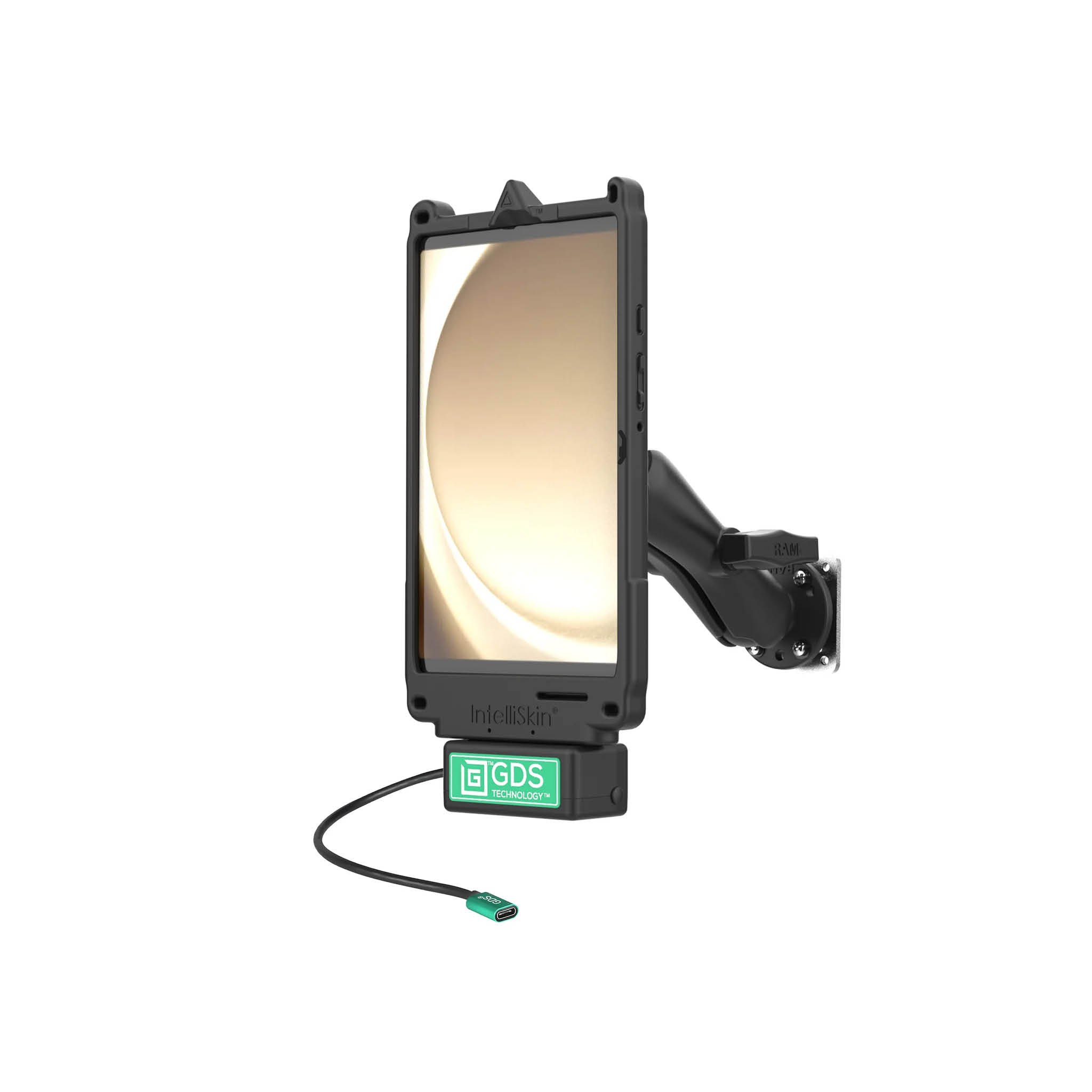 RAM Mounts GDS Uni-Conn Fahrzeug-Kit für Samsung Tab A9 - Stahl-Verstärkungsplatte (53,34 x 66,04 mm), USB-C-Anschluss