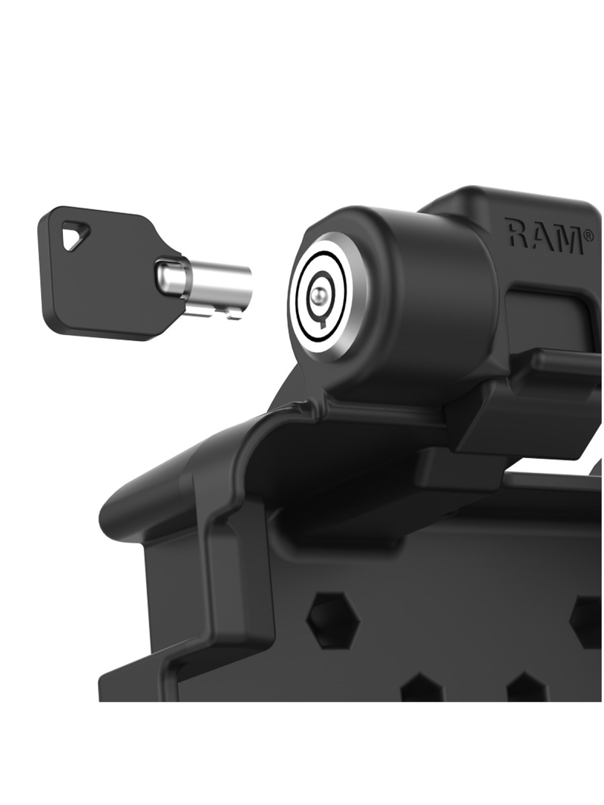 RAM Mounts Form-Fit Halteschale für Panasonic FZ-S1 & FZ-L1 - abschließbar, Strom-/Daten-Anbindung, AMPS 4-Loch- / VESA 75x75 Aufnahme