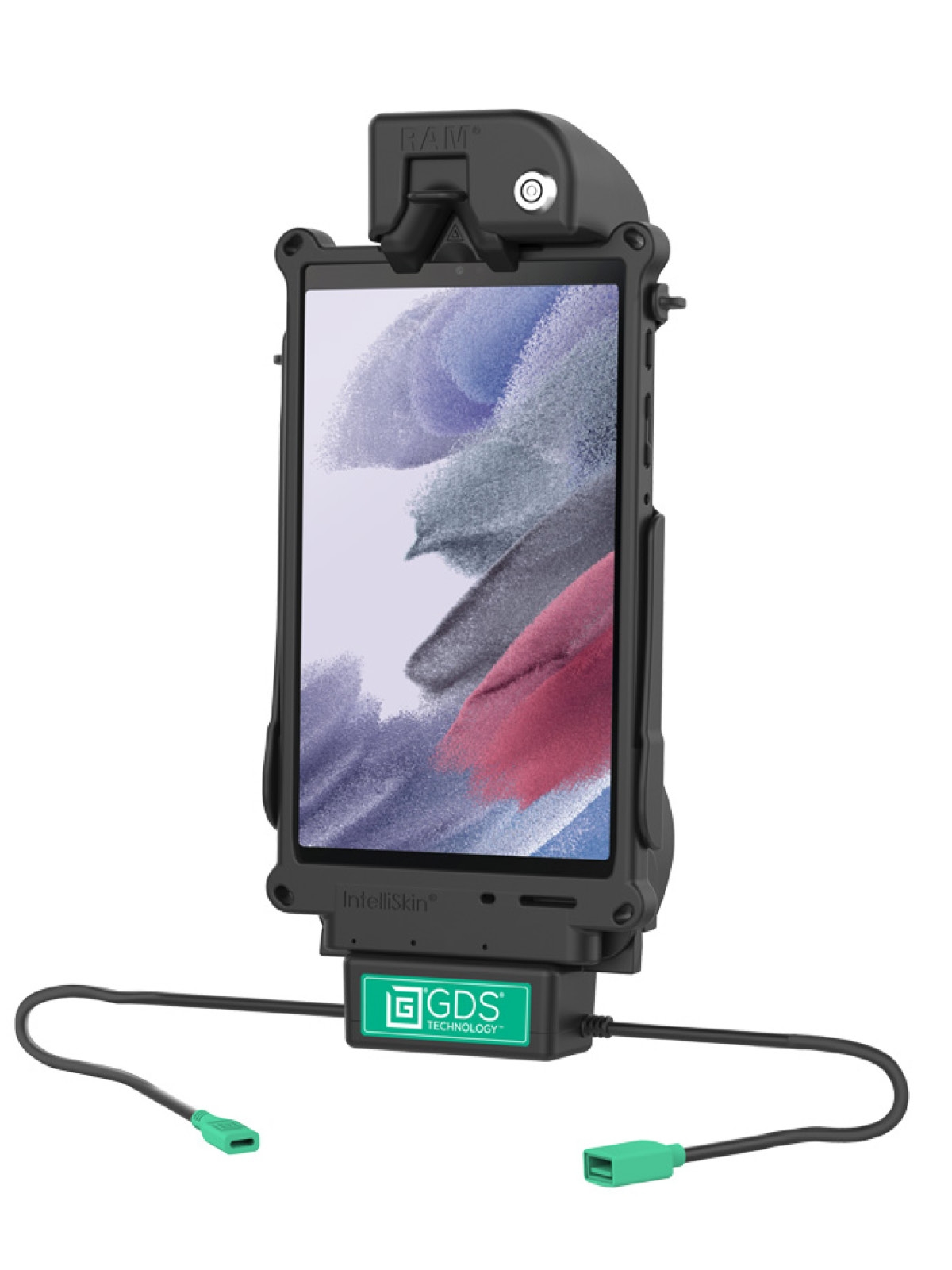 RAM Mounts GDS Tough-Dock Halteschale (Schlüsselverriegelung) für Samsung Tab A7 Lite (8.7“) & A9 - in IntelliSkin Next Gen Schutzhülle - USB-C & USB-A-Anschluss