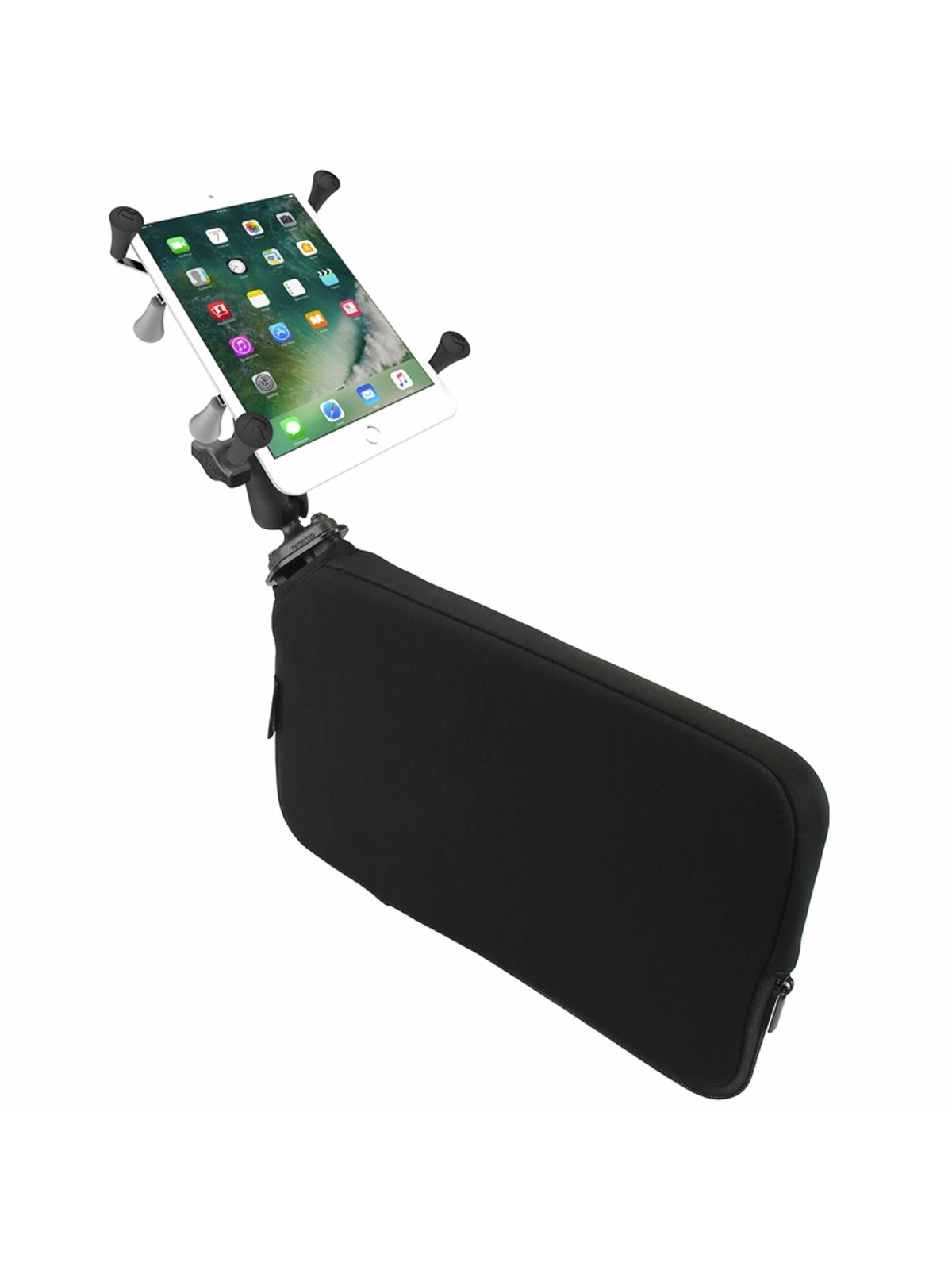 RAM Mounts Fahrzeug-Halterung mit X-Grip Halteklammer für 7-8 Zoll Tablets - B-Kugel (1 Zoll), Tough-Wedge (aufblasbar), mittlerer Verbindungsarm