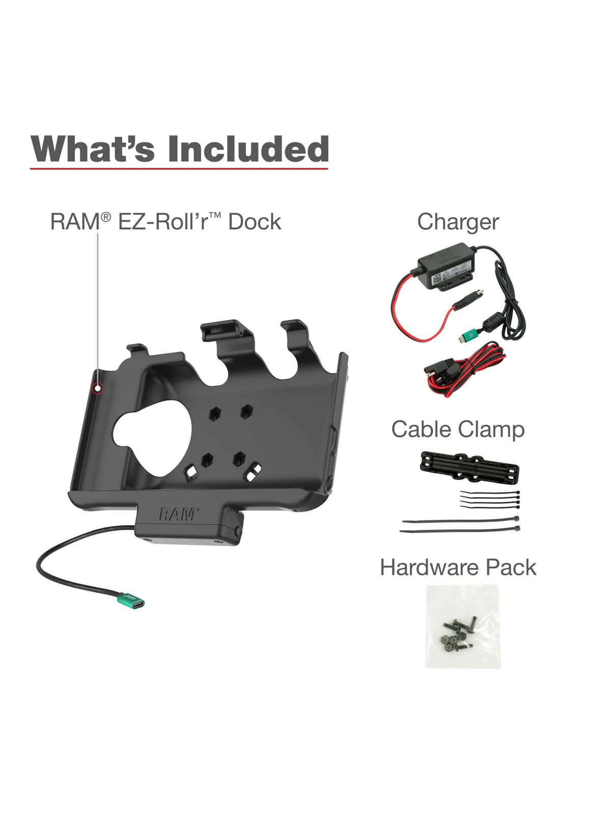 RAM Mounts EZ-Roll'r Halteschale für Samsung Tab Active5 & 3 - Fahrzeug-Ladegerät inkl. Strom-Modul, USB-C Eingang, AMPS-Aufnahme