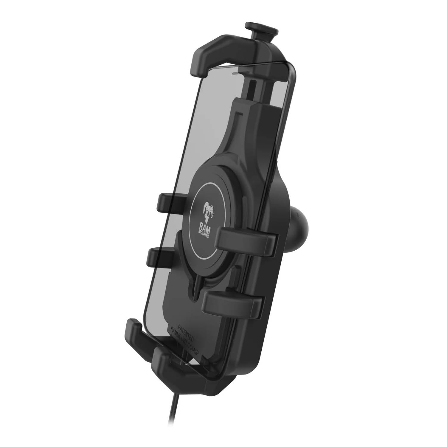RAM Mounts Quick-Grip Pro Universalhalterung für Smartphones mit Qi2 Wireless Charger - Bis 95,25 mm Breite - Mag-Safe Kompatible - Inklusive Trapez-Basiskugel (B-Kugel - 1 Zoll)