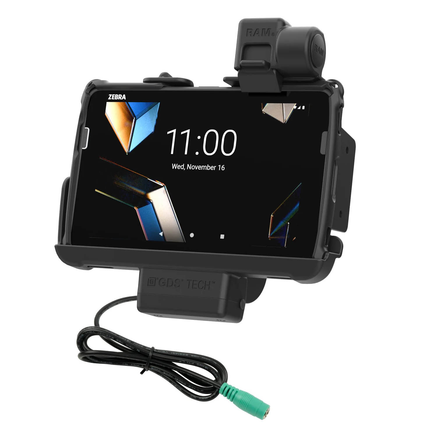 RAM Mounts Form-Fit Holder for Zebra ET401 (8") Tablets - In RAM Skin/Rugged Boot - 5.5mm DC Power Supply
