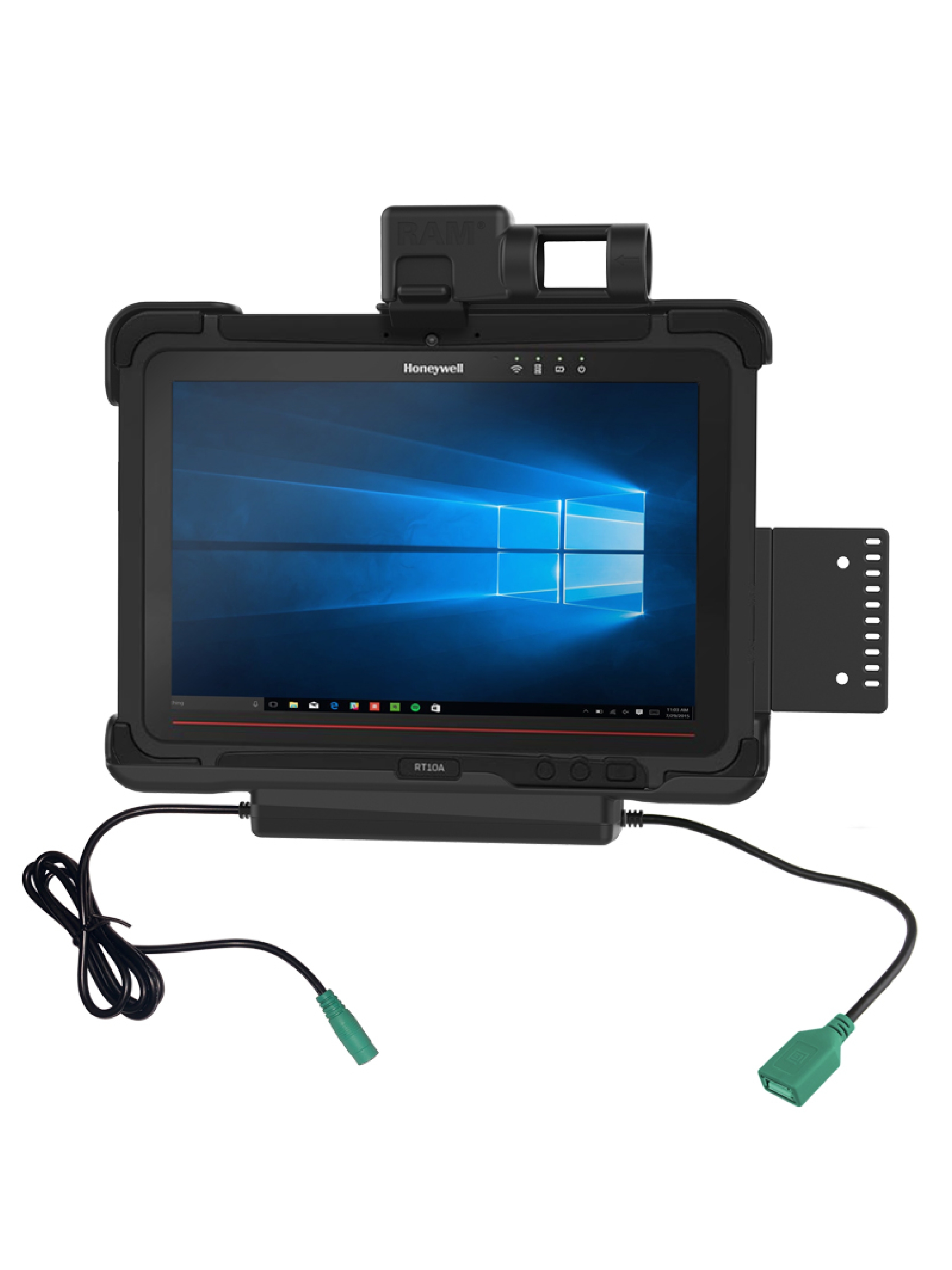 RAM Mounts Form-Fit Halteschale für Honeywell RT10 Tablets - Strom-/Datenanbindung, USB-A, VESA-75x75-Aufnahme