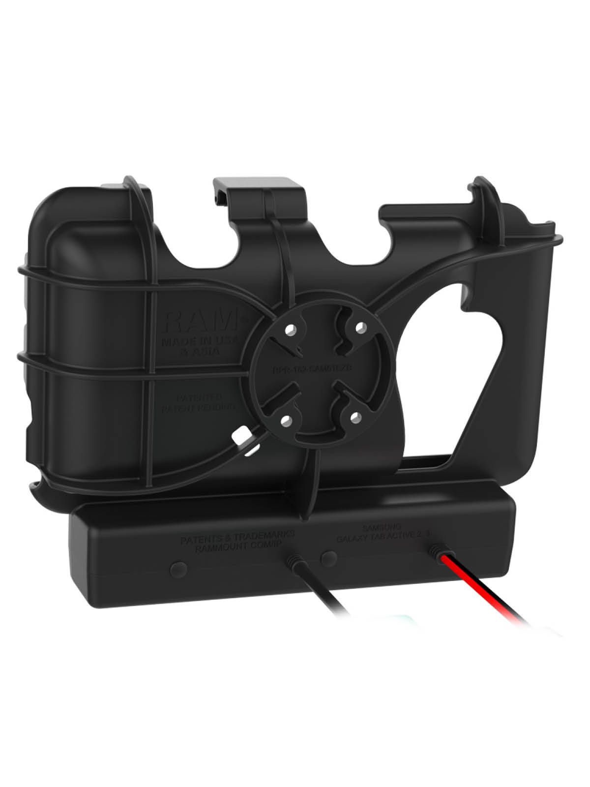 RAM Mounts EZ-Roll'r Halteschale für Samsung Tab Active3 & Active5 - In OEM/RAM Schutzhülle - Integrierter Lautsprecher - SAE & USB-A Anschluss