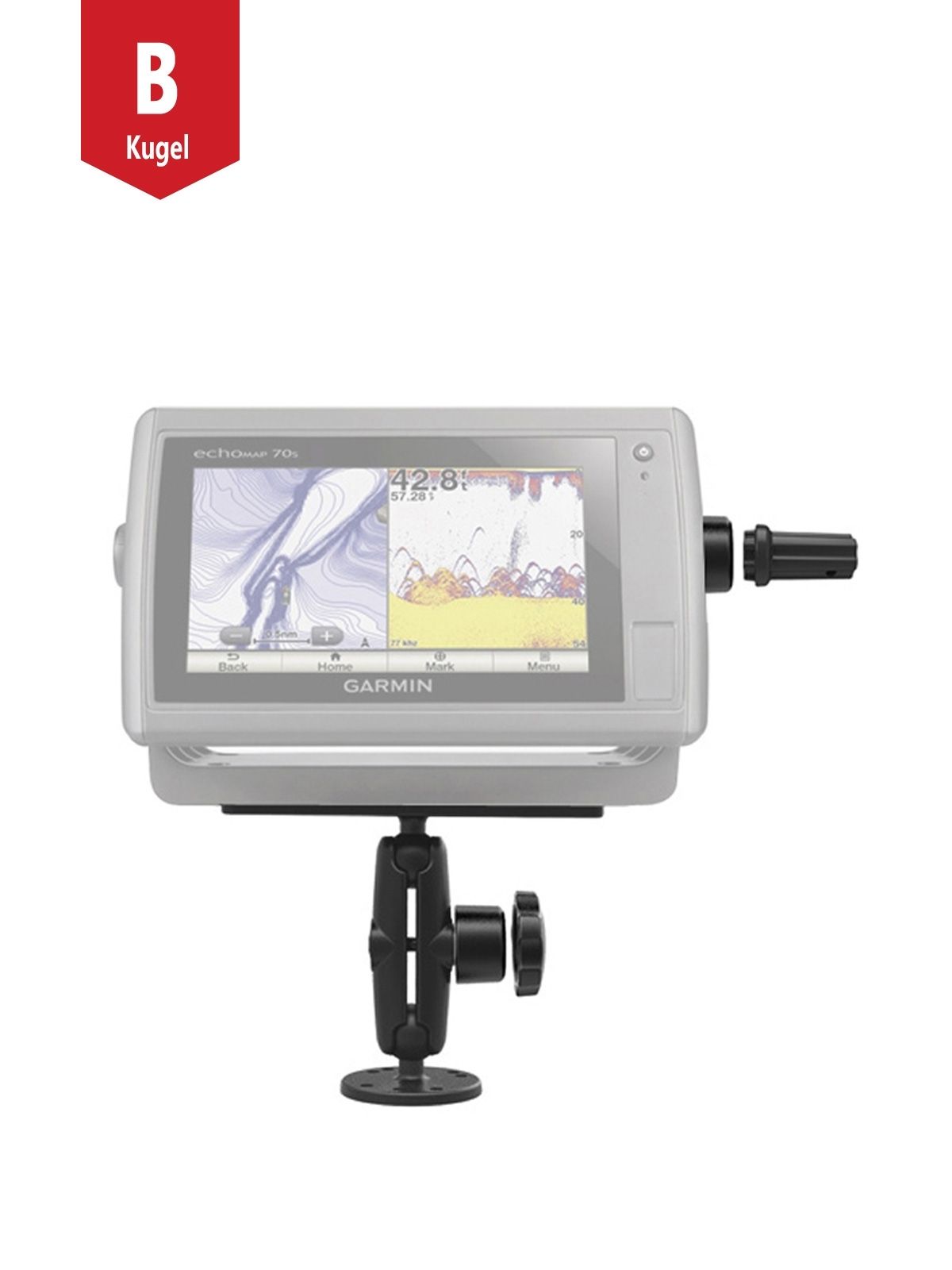 RAM Mounts Marine Aufbau-Halterung Gimbal - C-Kugel (1,5 Zoll), runde Basisplatte (AMPS), mittlerer Verbindungsarm, Pin-Lock Sicherungen