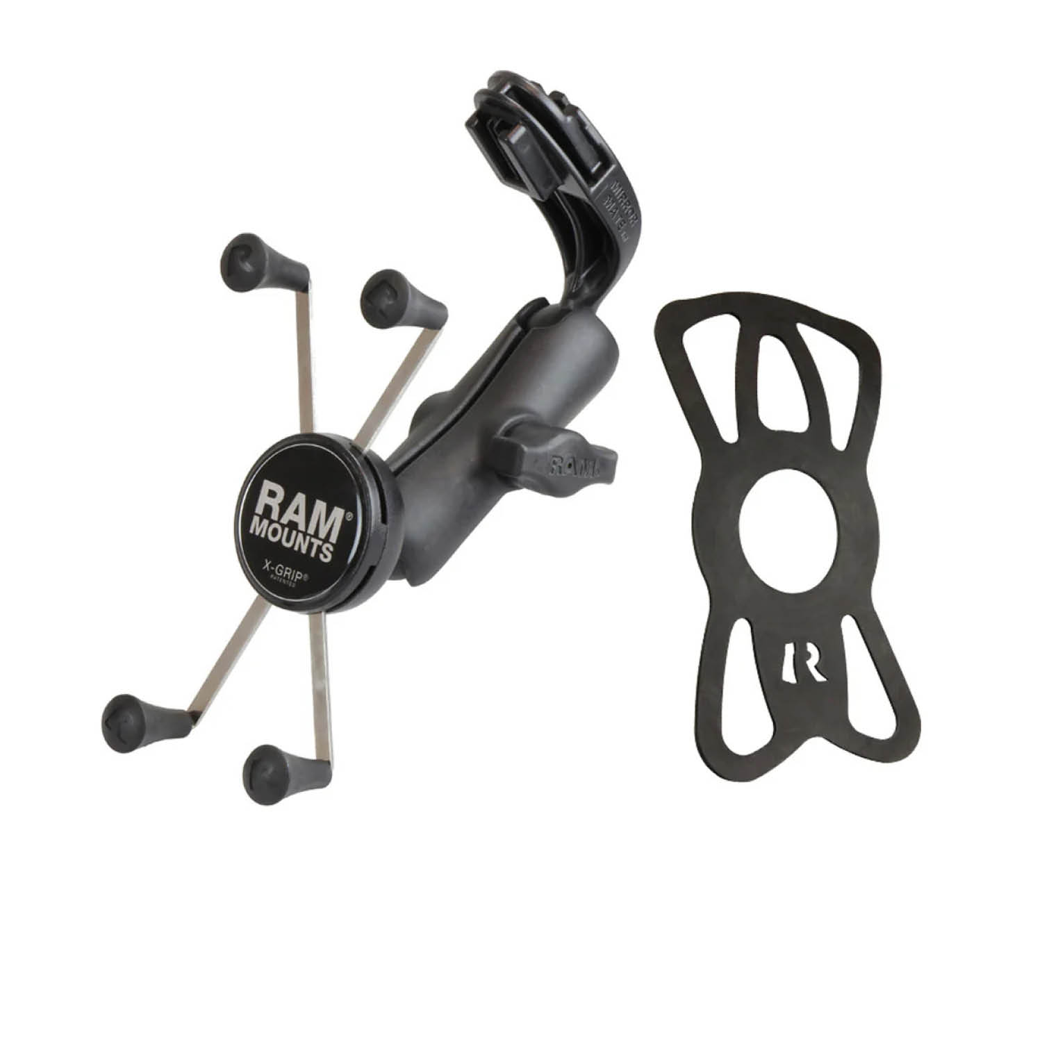 RAM Mounts Spiegel-Halterung Dodge Sprinter mit X-Grip Halteklammer für Smartphones bis 114,3 mm Breite - B-Kugel (1 Zoll), Spiegel-Adapter, mittlerer Verbindungsarm