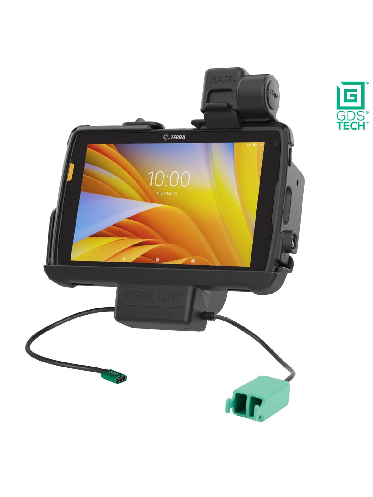 RAM Mounts GDS Tough-Dock mit Schnappverschluss für Zebra ET4x 8 Zoll Tablet in IntelliSkin-Lade-/Schutzhüllen - USB-C, Dual USB-A, 60 W Ausgang, AMPS-/VESA-Aufnahme