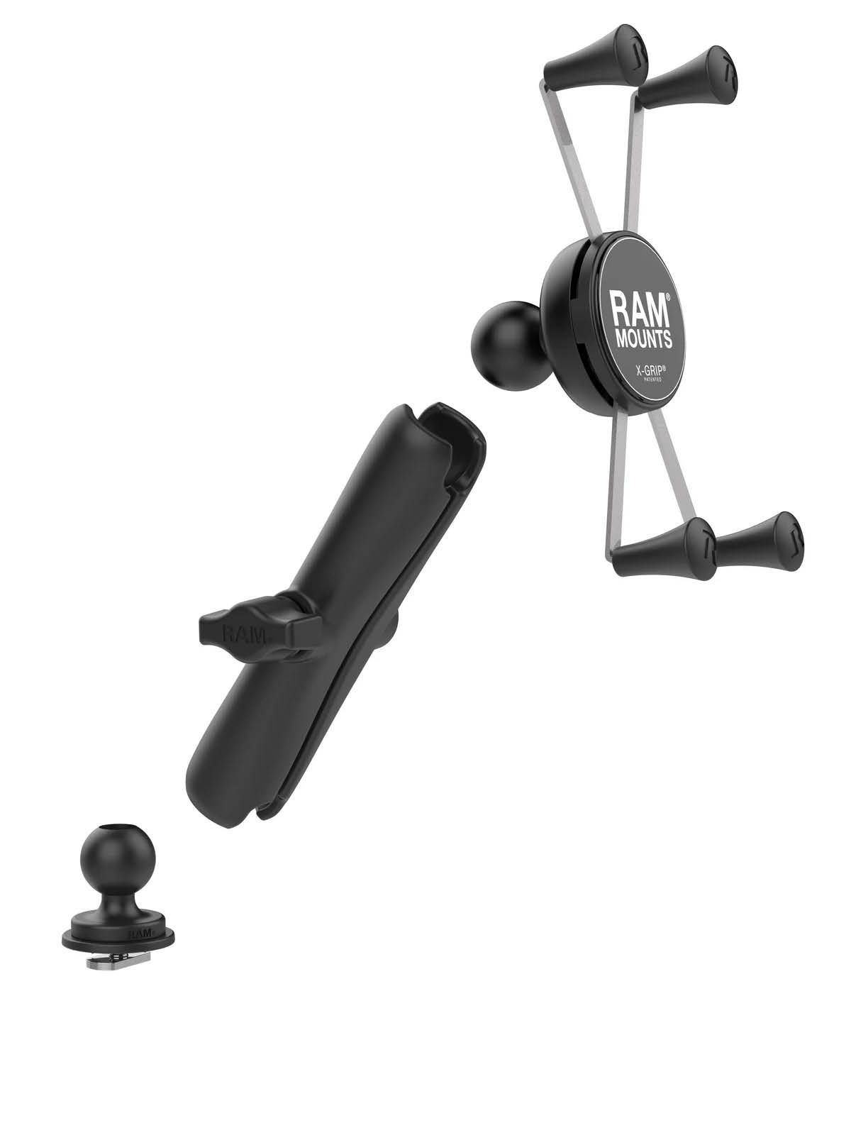 RAM Mounts Set mit X-Grip Halteklammer für Smartphones bis 114,3 mm Breite - B-Kugel (1 Zoll), Track-Ball, langer Verbindungsarm