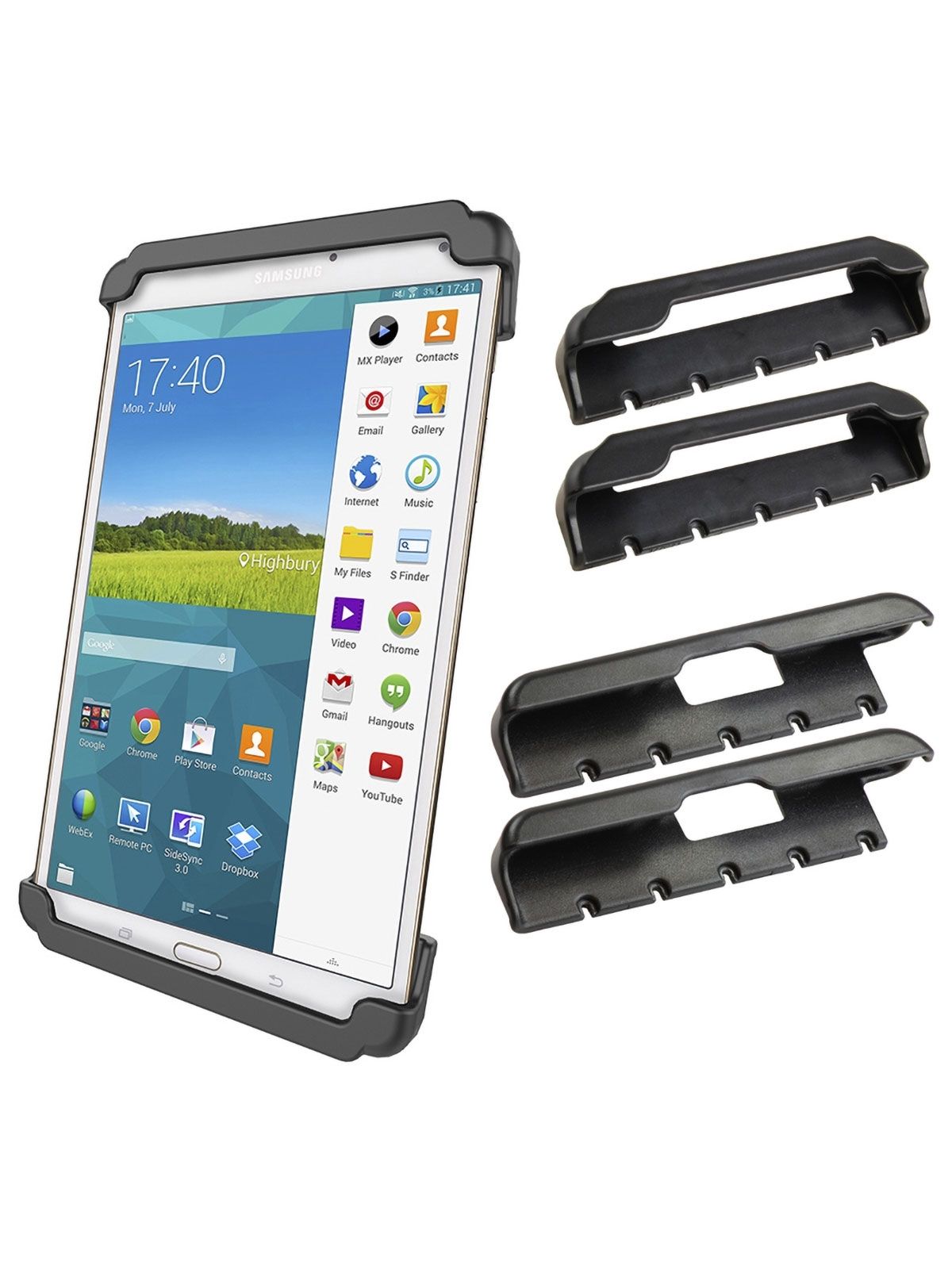 RAM Mounts Tab-Tite Universal Halteschale für 7-8 Zoll Tablets - (verschiedene Endkappen-3er-Set), AMPS-Aufnahme, Schrauben-Set