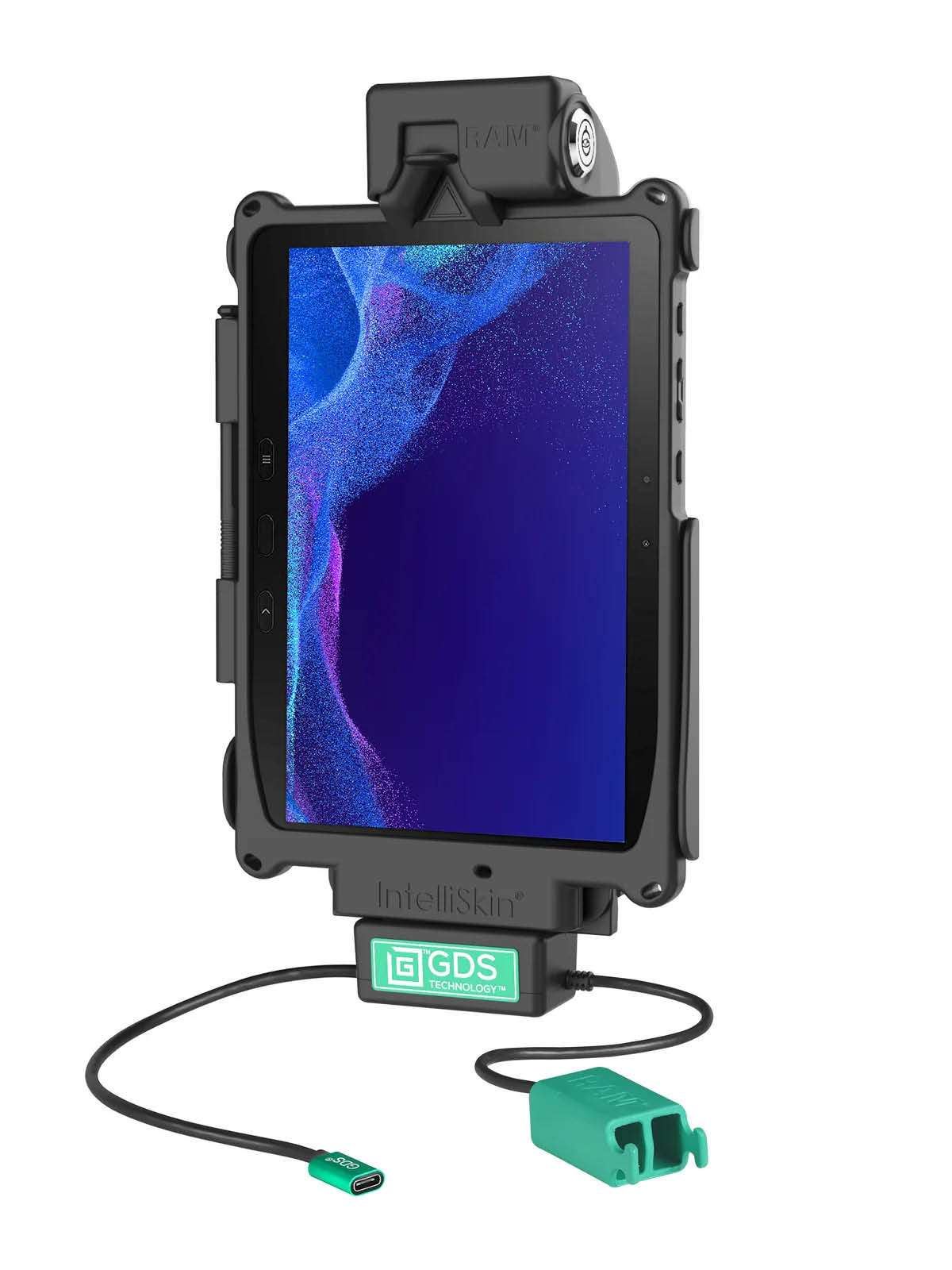 RAM Mounts GDS Tough-Dock Halteschale (Schlüsselverriegelung) für Samsung Tab Active4 Pro & Active5 Pro - in IntelliSkin Schutzhülle - USB-C & Dual USB-A-Anschluss