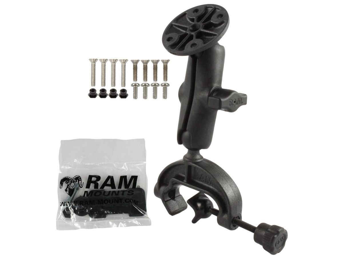 RAM Mounts Verbundstoff Lenker-/Rohr-Set - Klammer, mittlerer Verbindungsarm, runde Baisplatte, B-Kugel (1 Zoll), Schrauben-Set (Garmin), im Polybeute