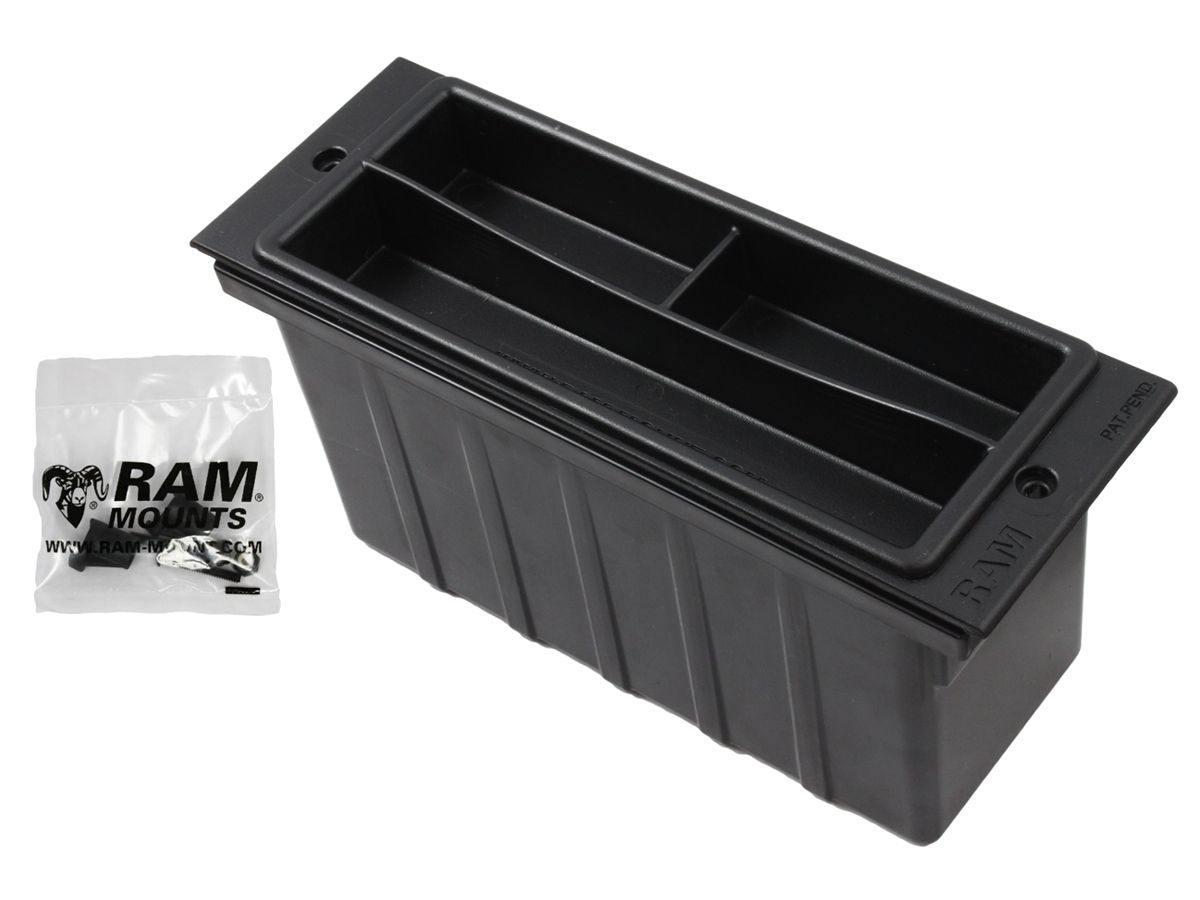 RAM Mounts Ablageschale für Tough-Box Fahrzeugkonsolen - pulverbeschichtetes Aluminium, mit Kasten, 76,2 mm breit