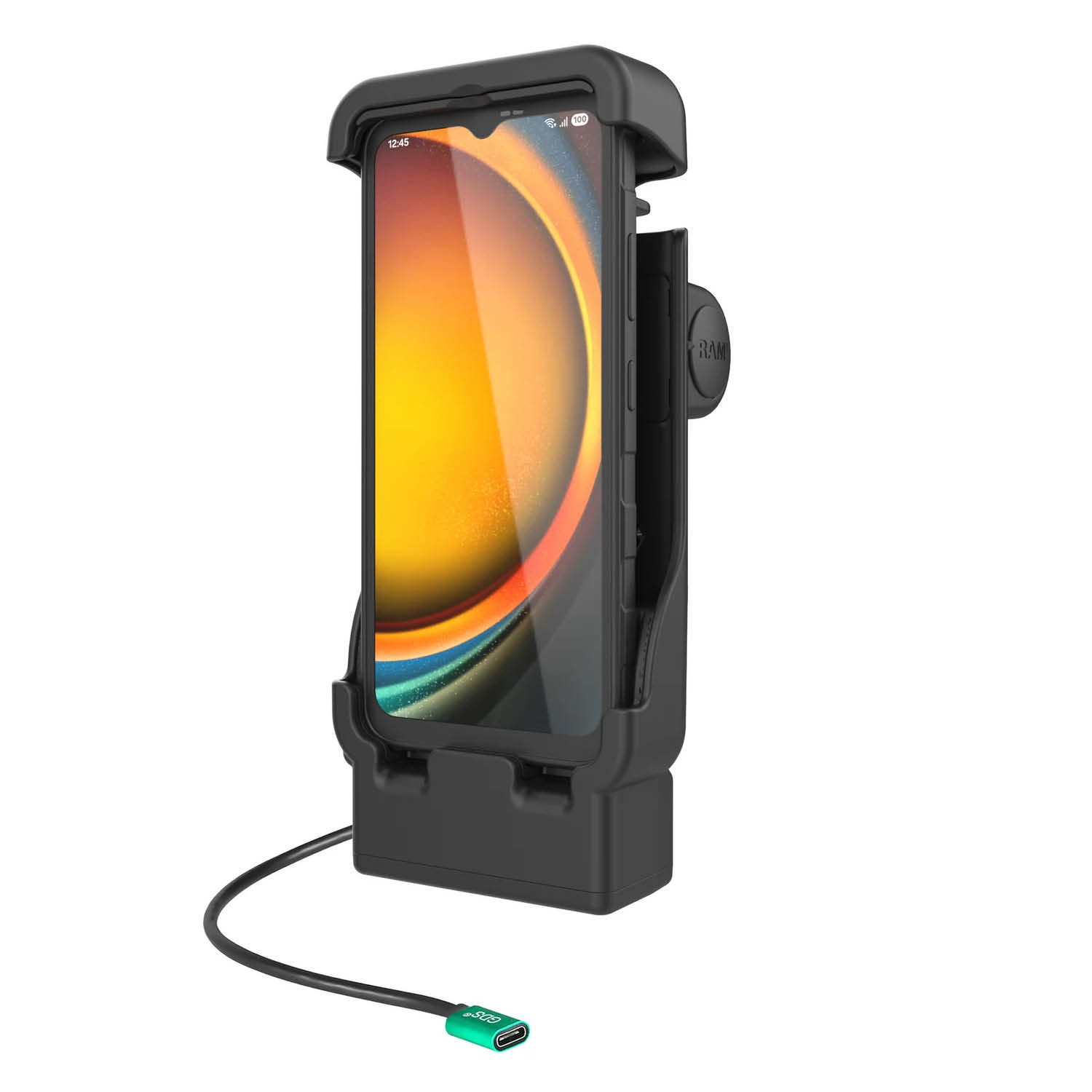 RAM Mounts GDS Fahrzeug-Ladestation für Samsung XCover7 - USB-C-Anschluss, 2-Loch AMPS