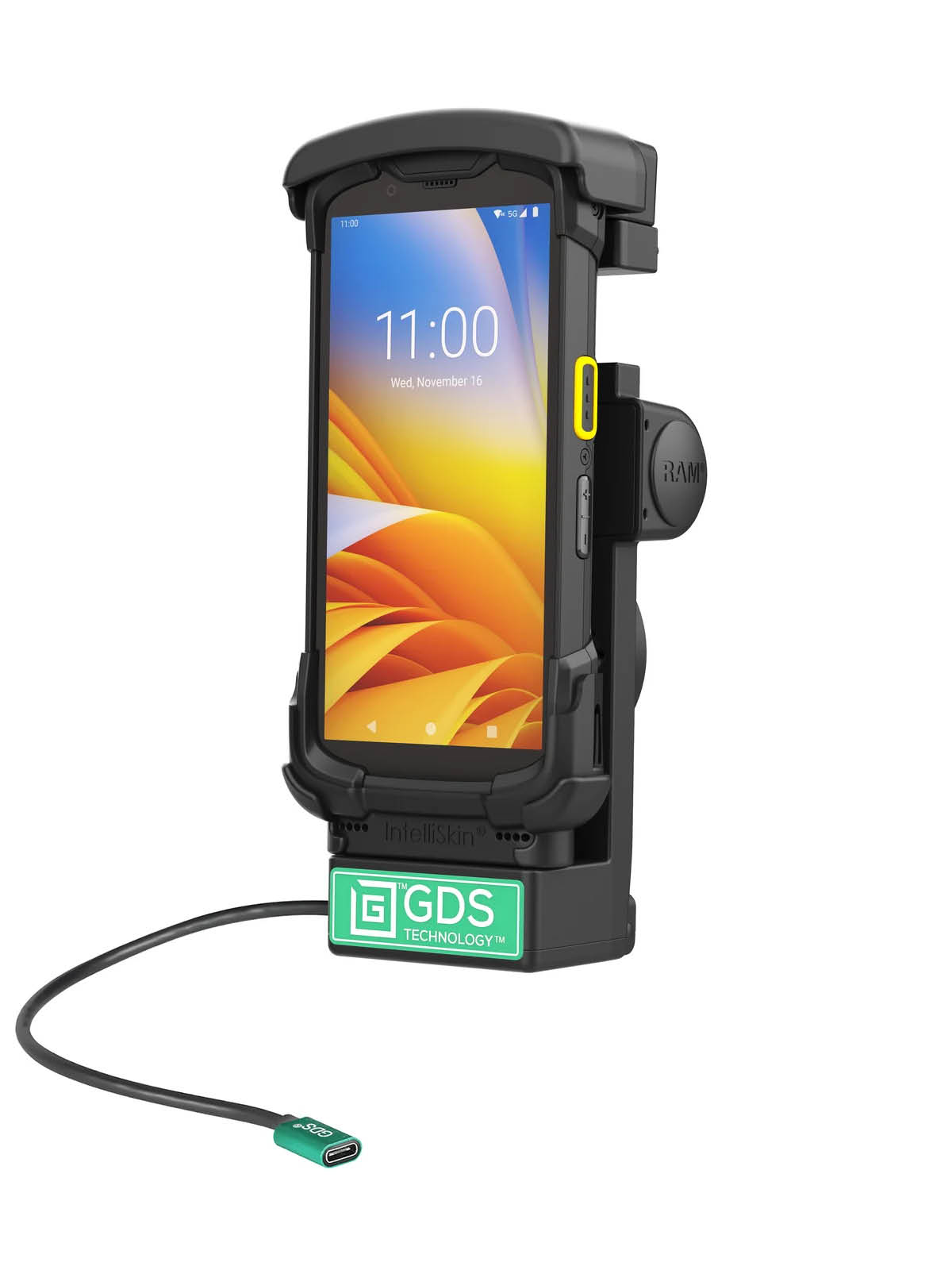 RAM Mounts GDS Halteschale für Zebra TC73 & TC78 in IntelliSkin Schutzhülle - USB-C-Anschluss