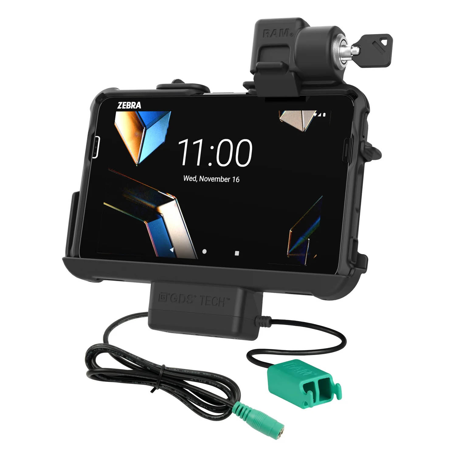 RAM Mounts Thin-Dock (Key-Locking) for Zebra ET401 & ET4x (8") Tablets - With or without RAM Skin/Rugged Boot - 5.5mm DC Power & Dual USB-A Connector