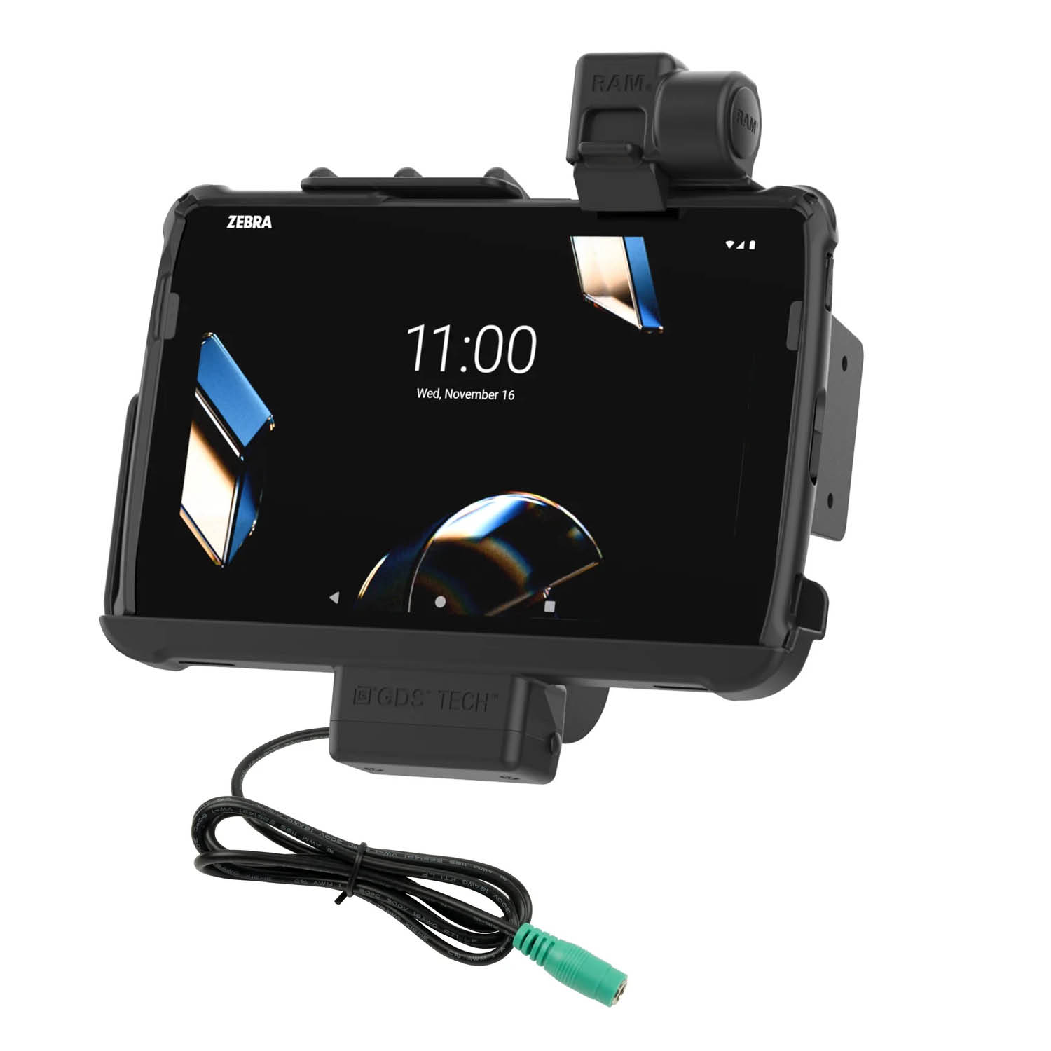 RAM Mounts Form-Fit Holder for Zebra ET401 (10") Tablets - In RAM Skin/Rugged Boot - 5.5mm DC Power Supply