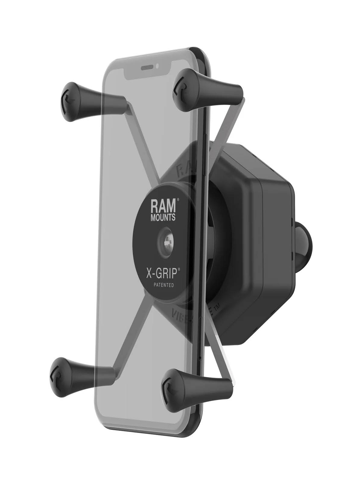 RAM Mounts X-Grip Halteklammer für Smartphones bis 114,3 mm Breite mit Vibe-Safe Adapter - B-Kugel (1 Zoll)
