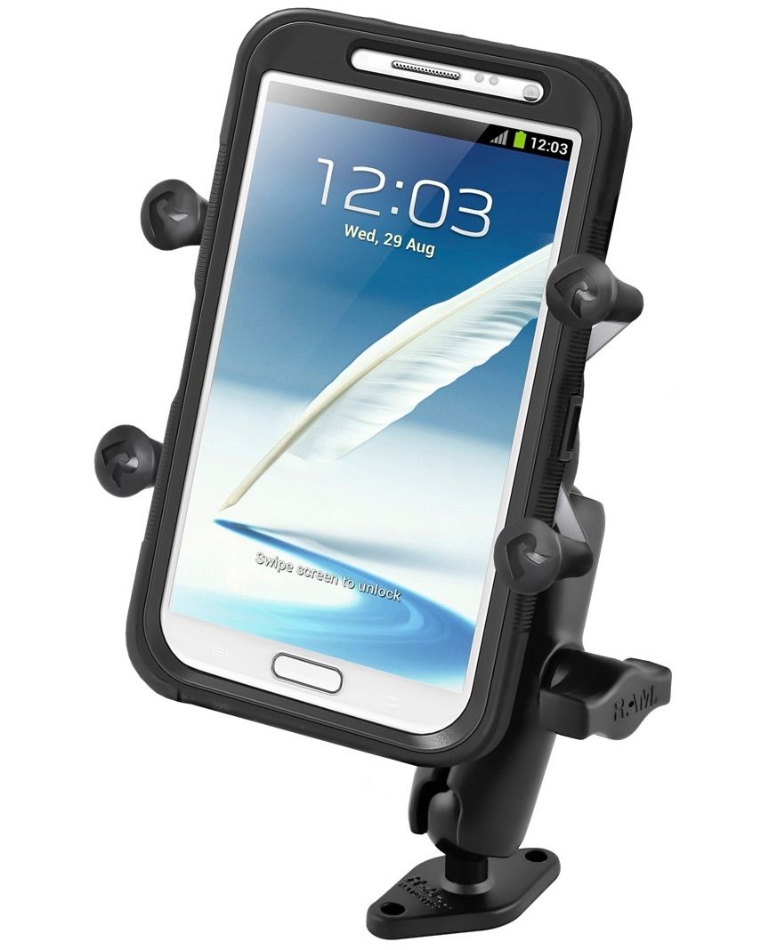 RAM Mounts X-Grip Aufbauhalterung für Smartphones bis 114,3 mm Breite - B-Kugel (1 Zoll), Diamond-Basisplatte (Trapez), mittlerer Verbindungsarm
