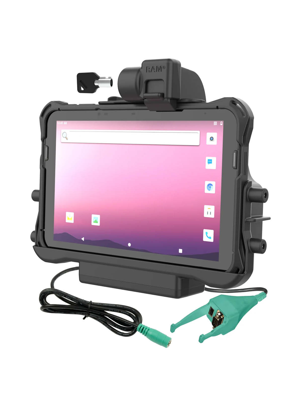 RAM Mounts Form-Fit Halteschale (Schlüsselverriegelung) für Honeywell ScanPal EDA10A Tablet in OEM-Schutzhülle - 5.5mm DC & Dual USB-A/DB-Sub-Anschluss
