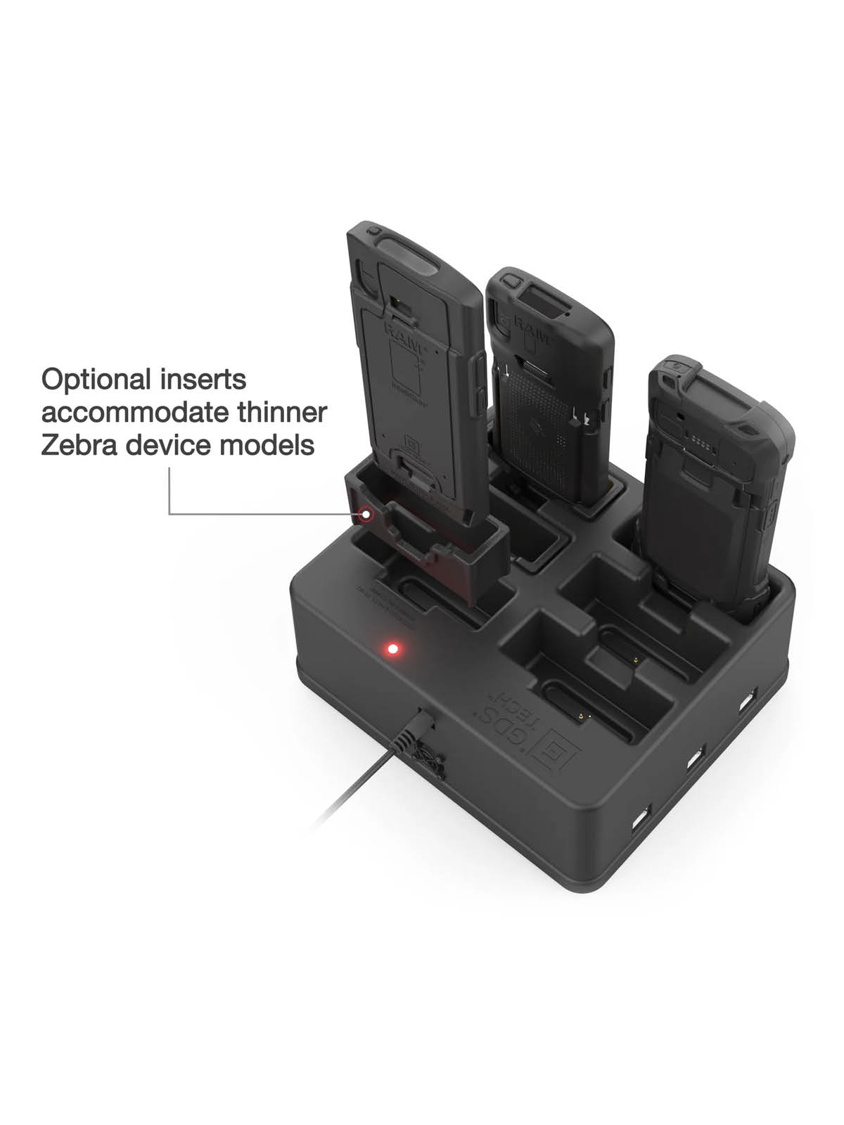 RAM Mounts 6-fach GDS Tisch-Ladestation für Zebra Handgeräte in IntelliSkin Lade-/Schutzhüllen - mit RJ45 Schnittstellen