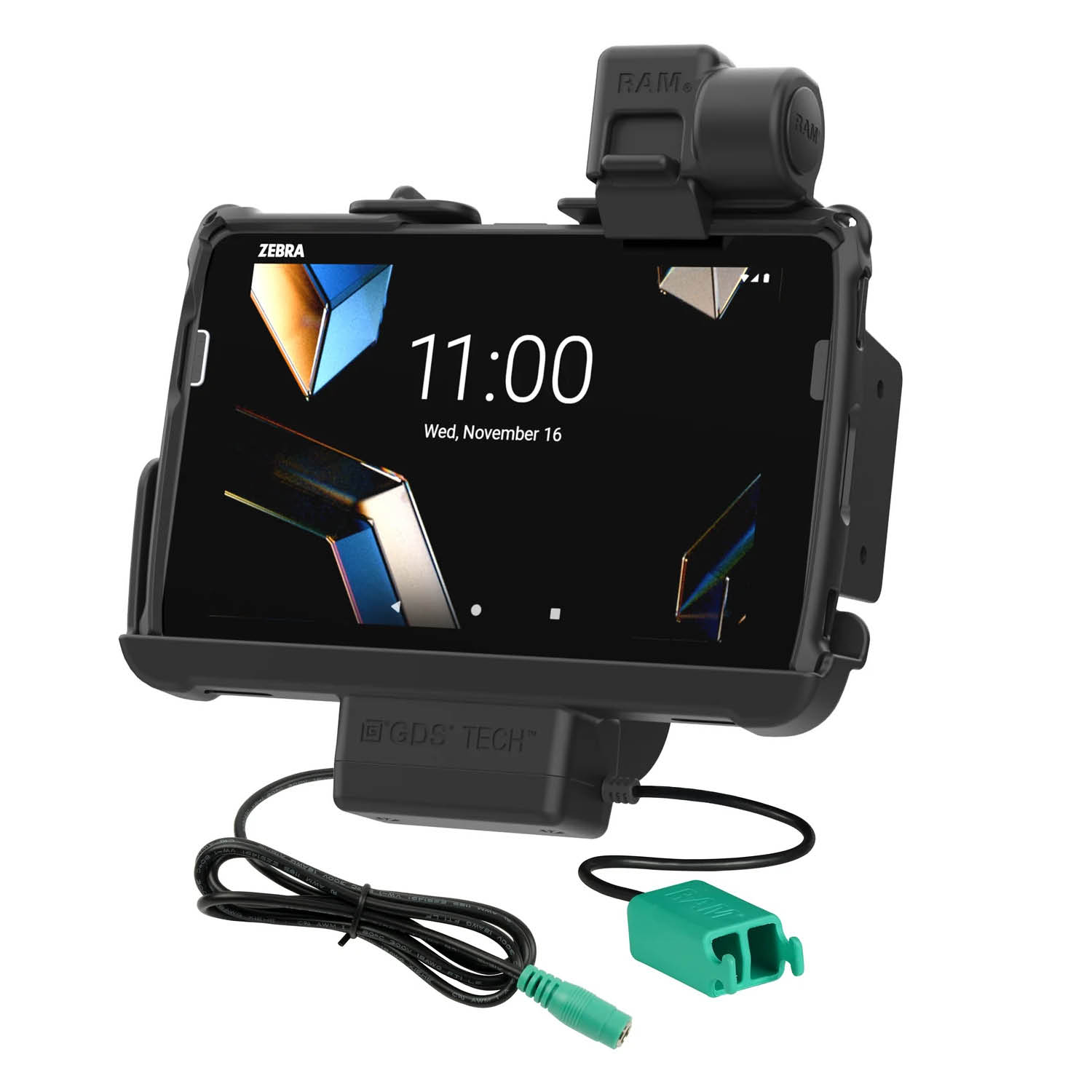 RAM Mounts Form-Fit Holder for Zebra ET401 (8") Tablets - In RAM Skin/Rugged Boot - 5.5mm DC Power & Dual USB-A Connector