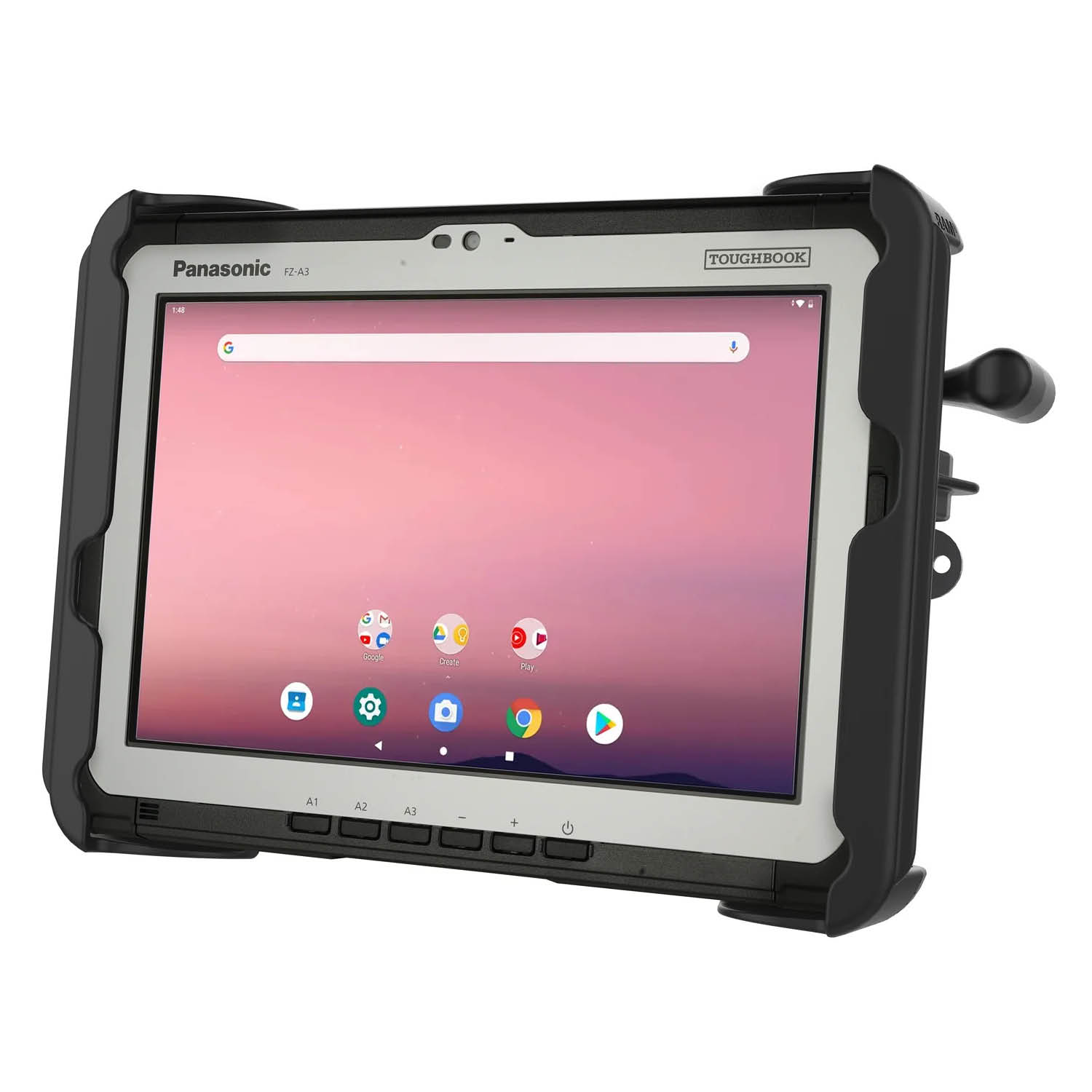 RAM Mounts Tab-Lock (abschließbar) Universal Halteschale für Panasonic FZ-G2, FZ-A3, Getac UX10 und weitere Tablets bis zu 10 Zoll - AMPS-Aufnahme, Schrauben-Set